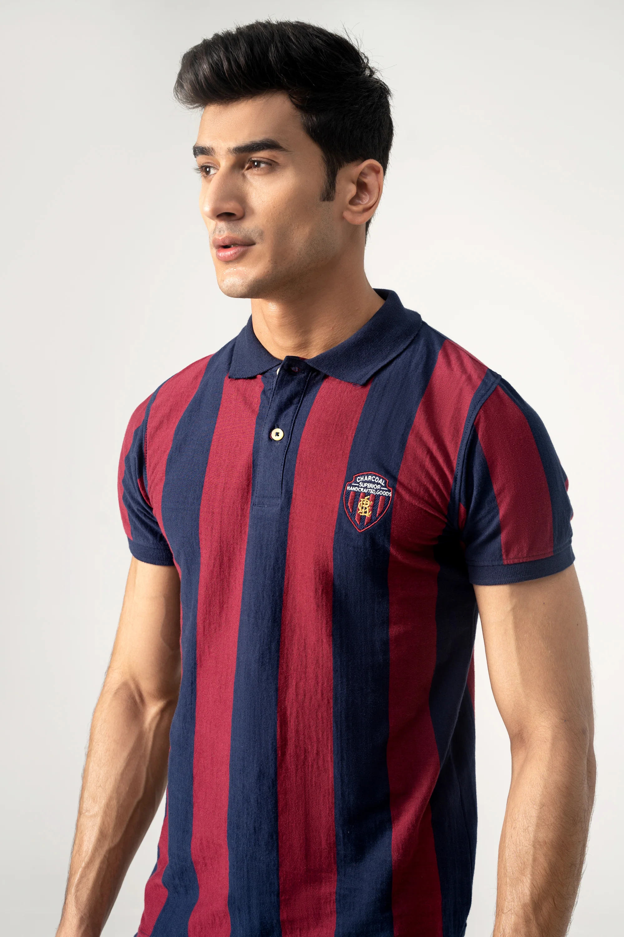 YARN DYED STRIPPER POLO MAROON NAVY - Image 5