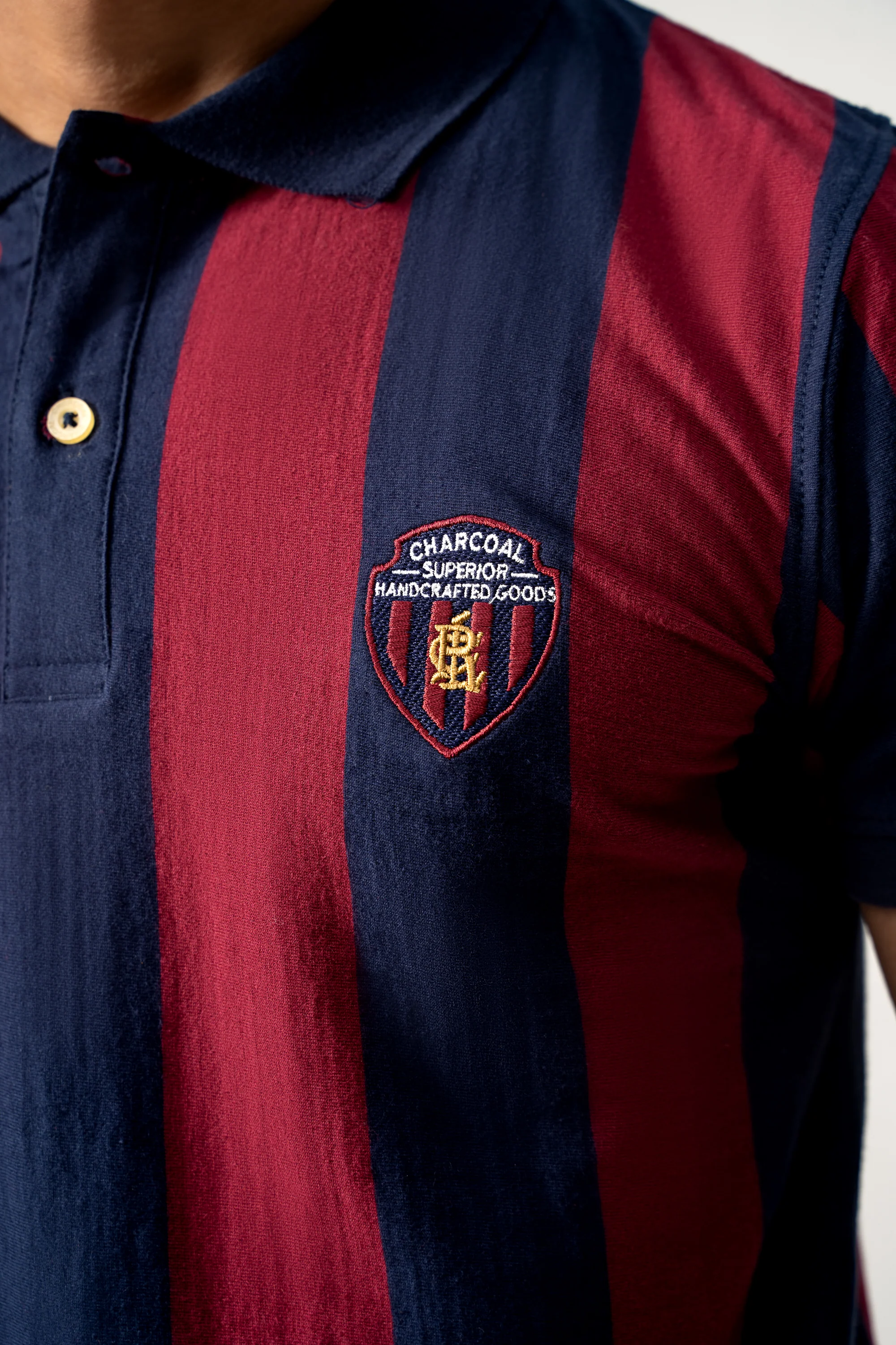 YARN DYED STRIPPER POLO MAROON NAVY - Image 6