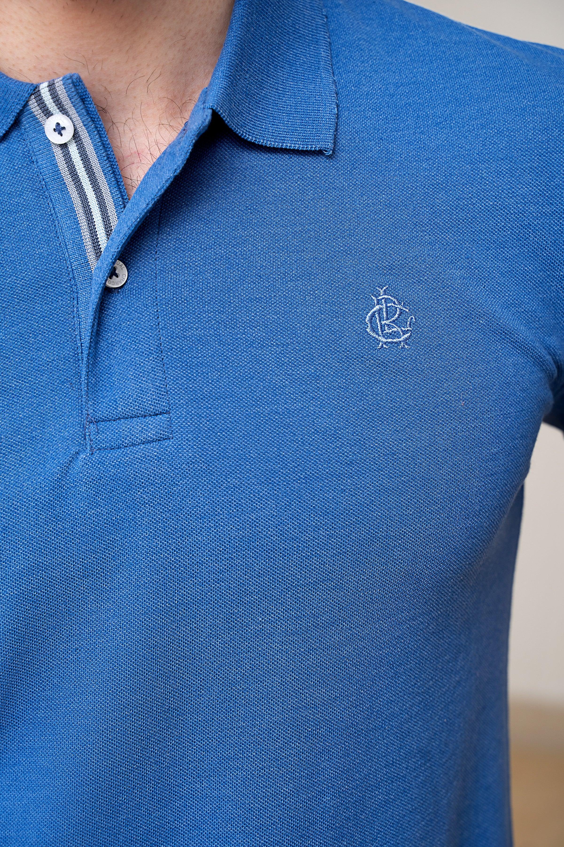 POLO SHIRT PIQUE MELANGE BLUE - Image 5