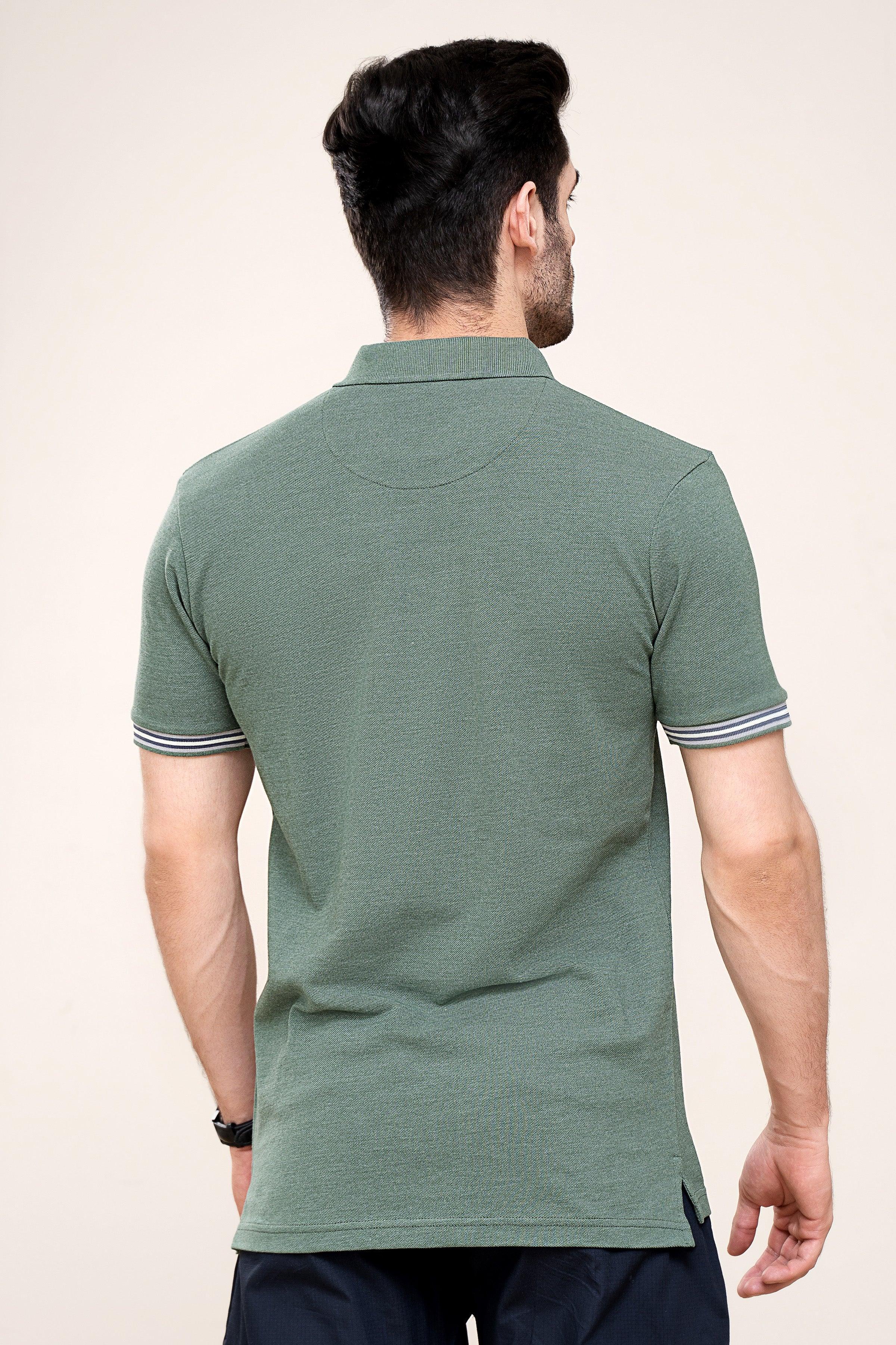 POLO SHIRT PIQUE MELANGE GREEN - Image 3
