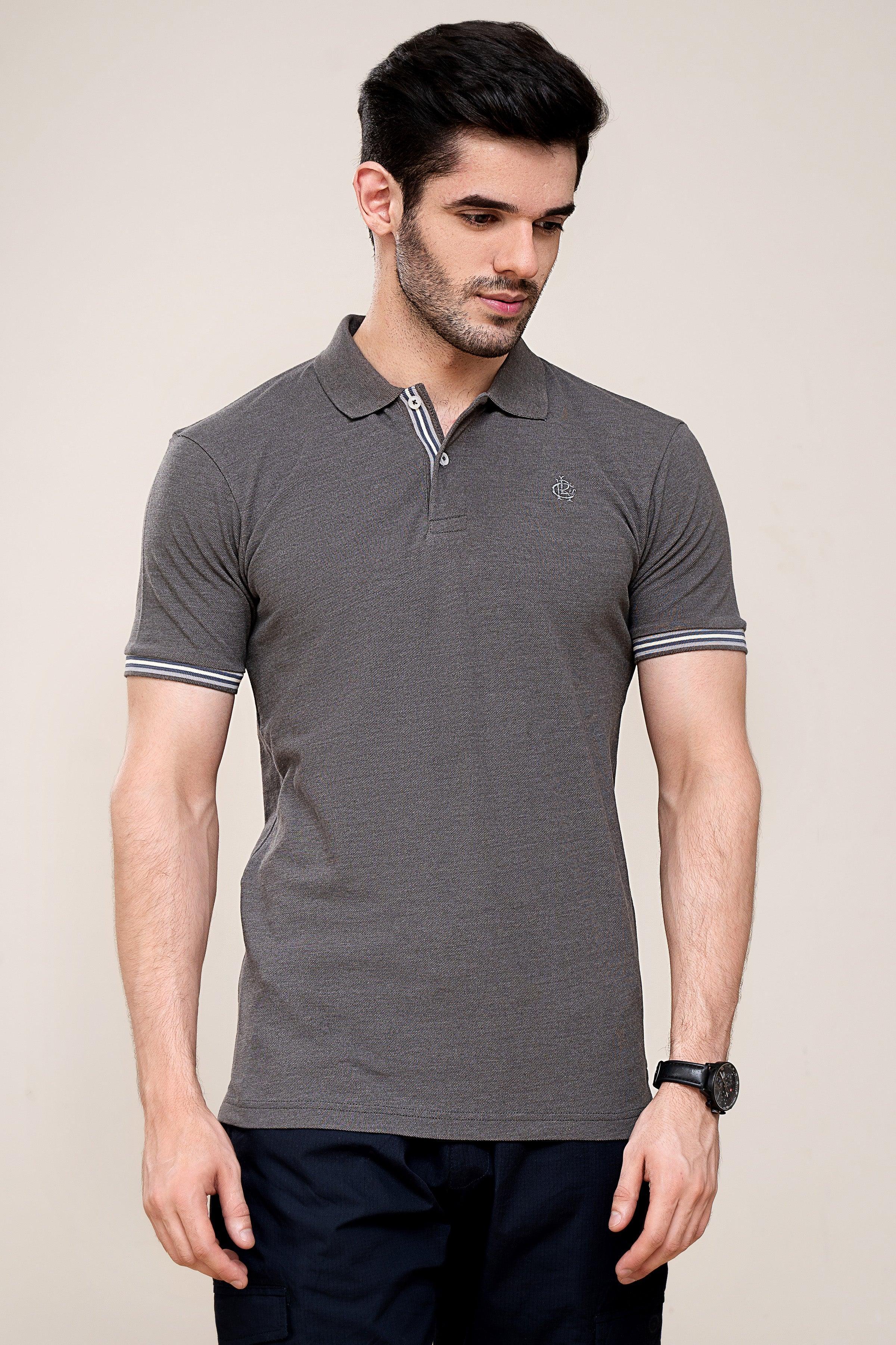 POLO SHIRT PIQUE MELANGE GREY