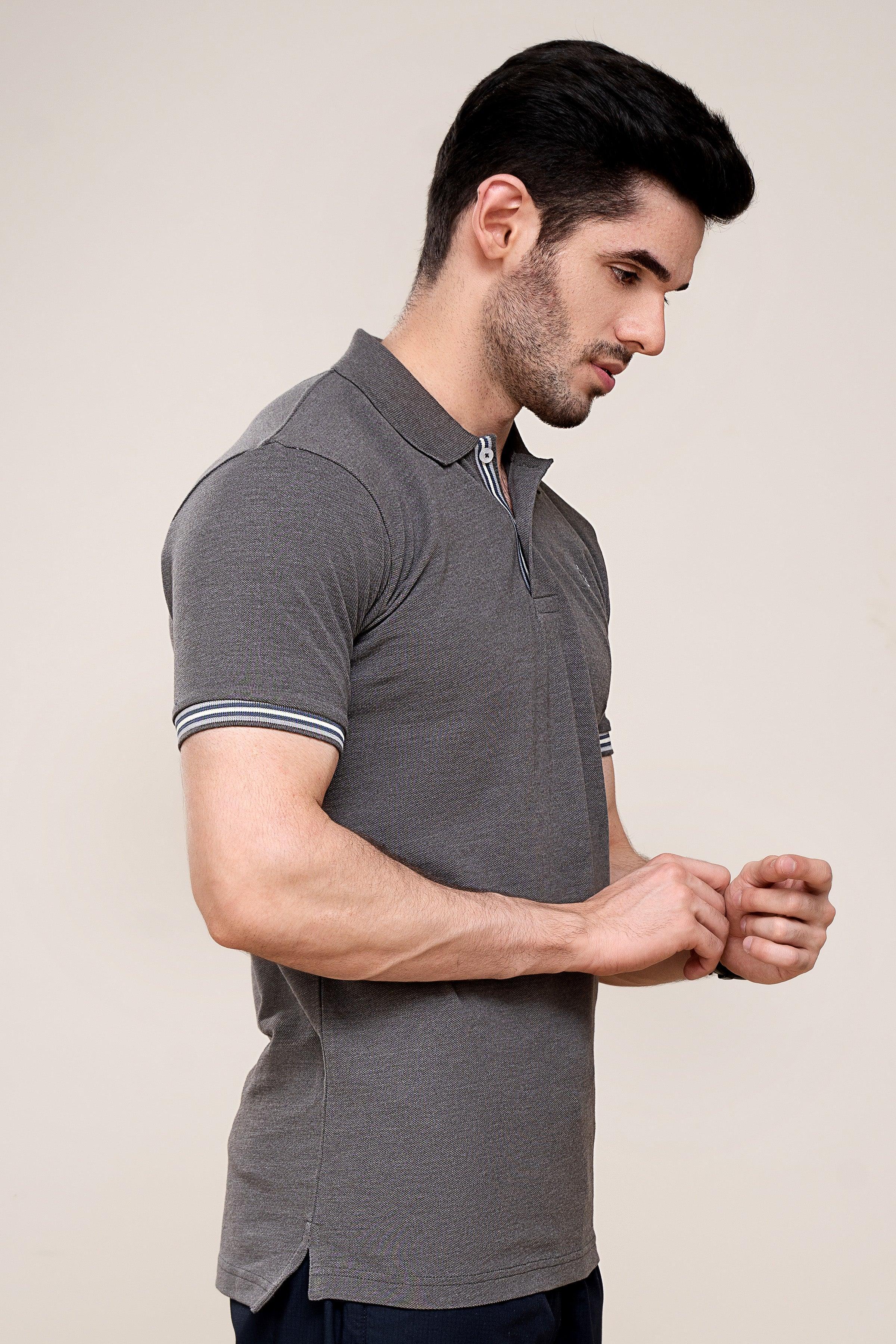 POLO SHIRT PIQUE MELANGE GREY - Image 2