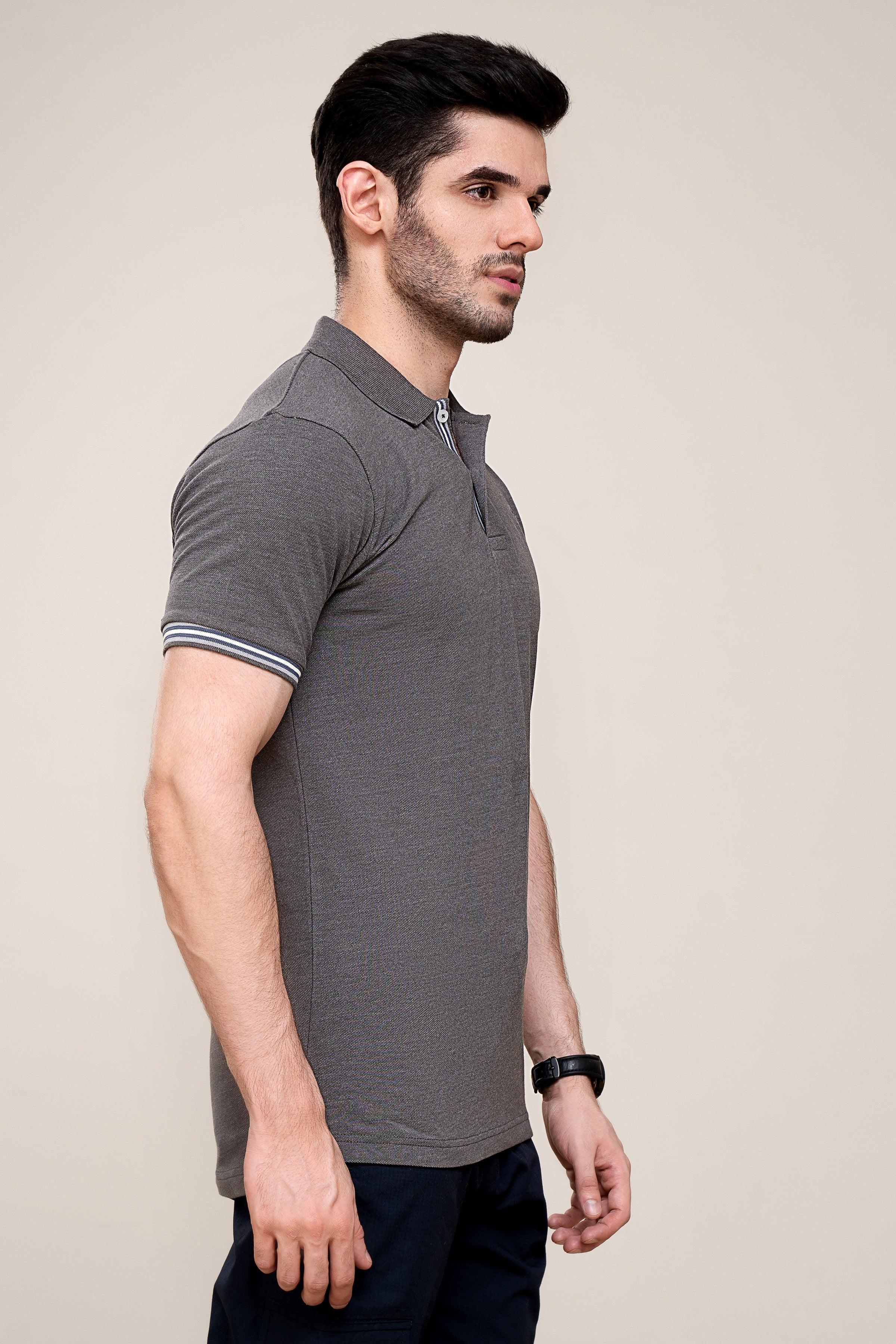 POLO SHIRT PIQUE MELANGE GREY - Image 3