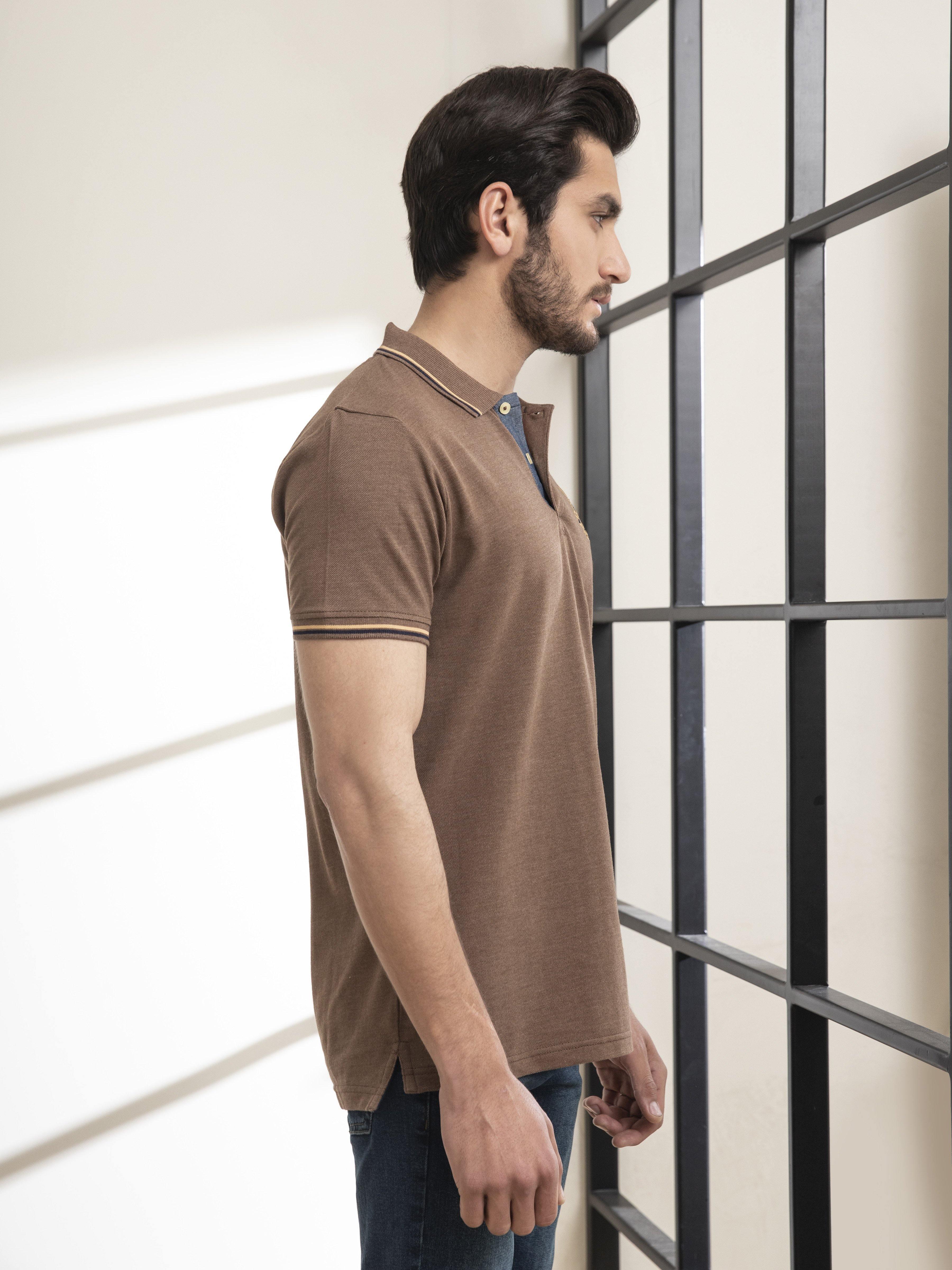 POLO SHIRT TIPPING COLLAR KHAKI - Image 3