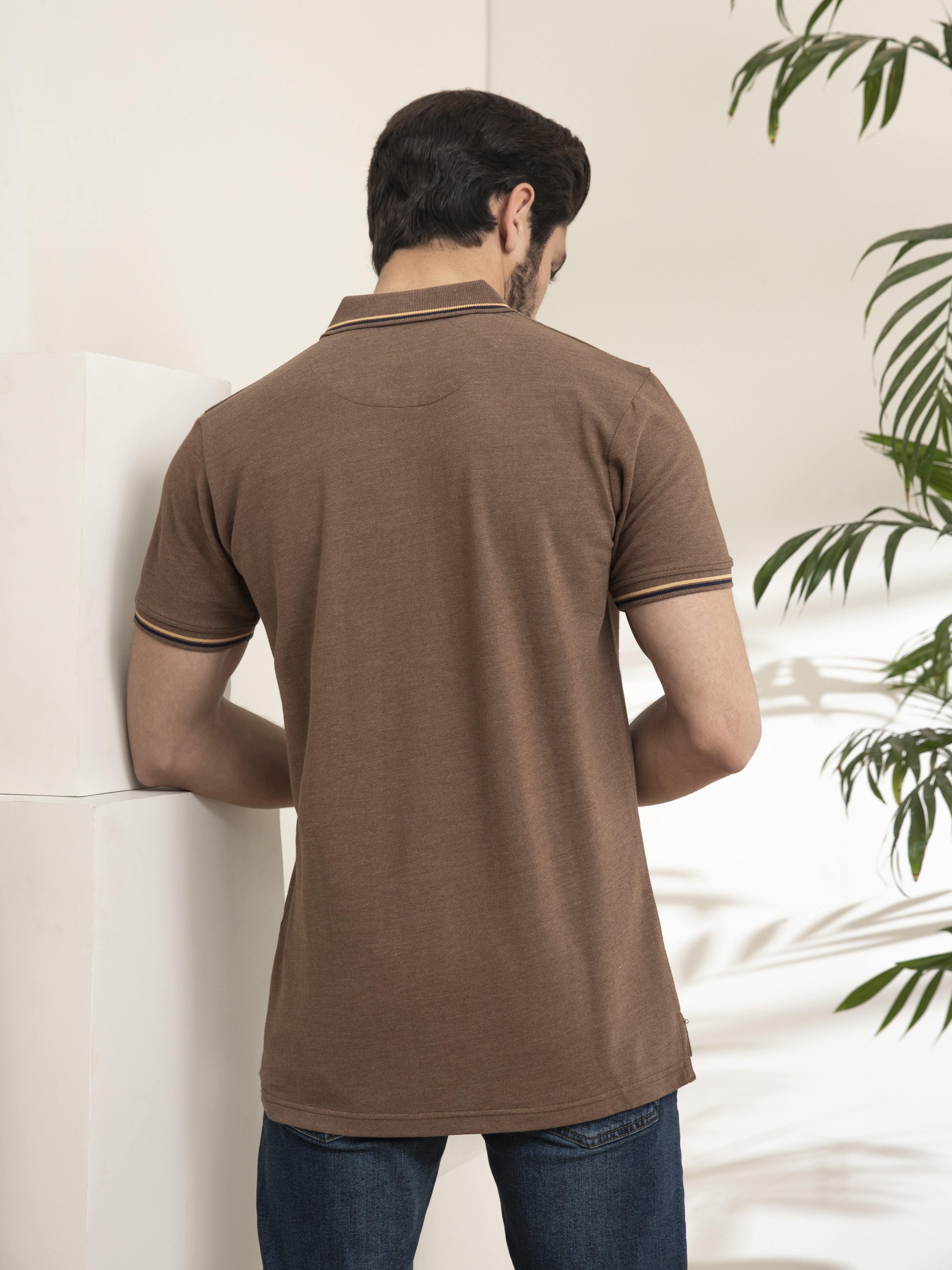 POLO SHIRT TIPPING COLLAR KHAKI - Image 5