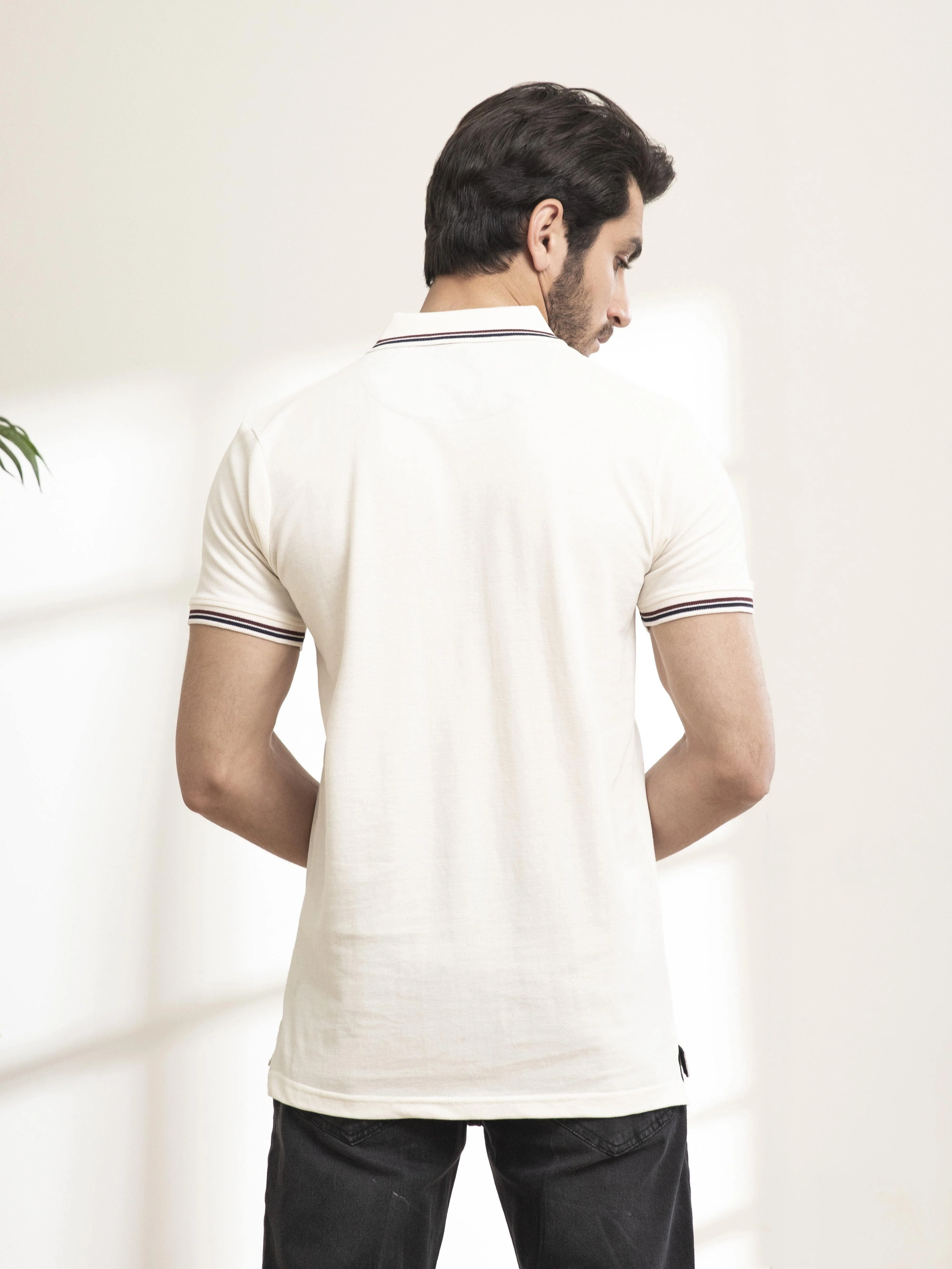 POLO SHIRT TIPPING COLLAR  WHITE - Image 4