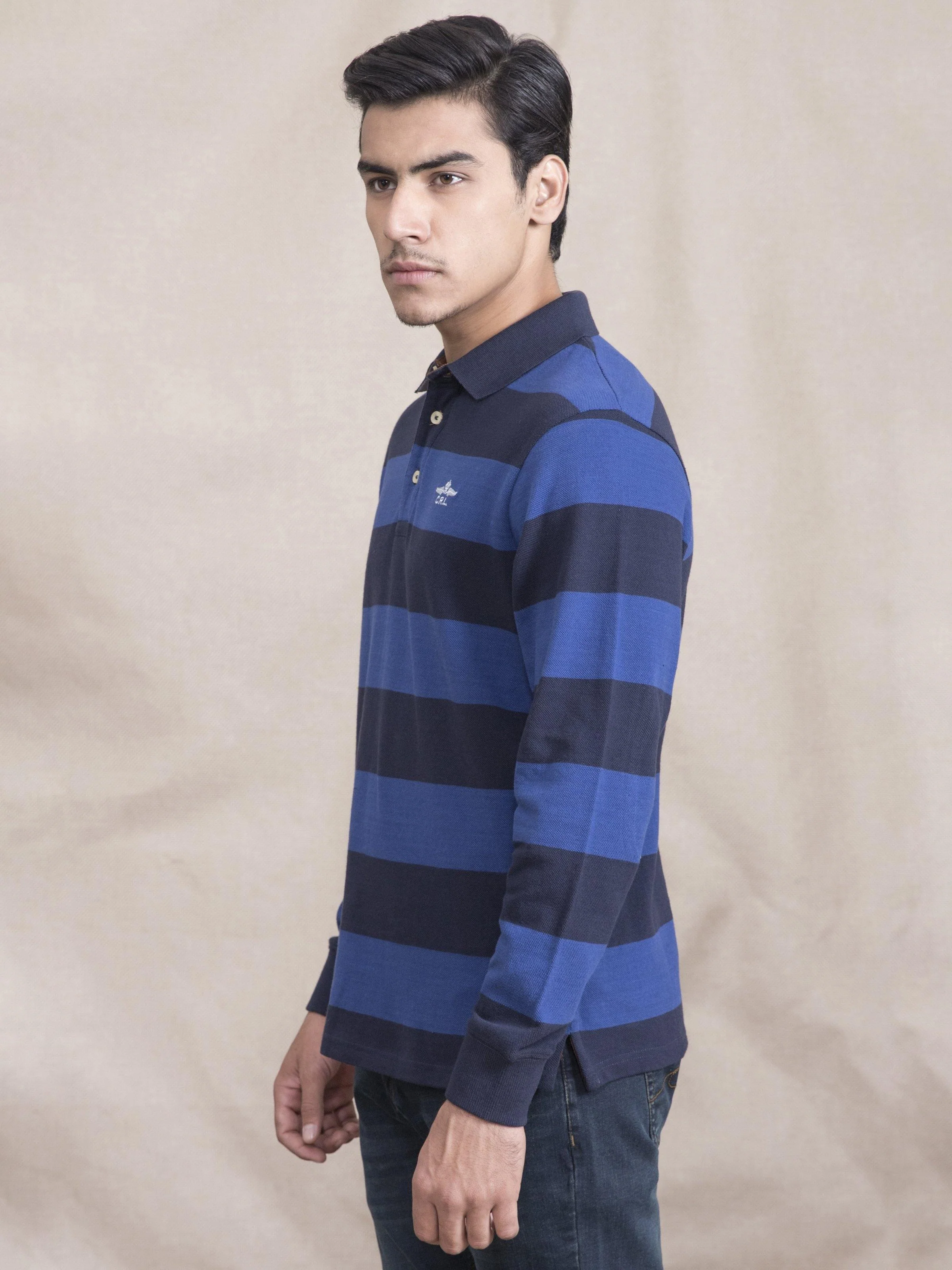 POLO SHIRT YARN/D FULL SLEEVE NAVY BLUE - Image 4