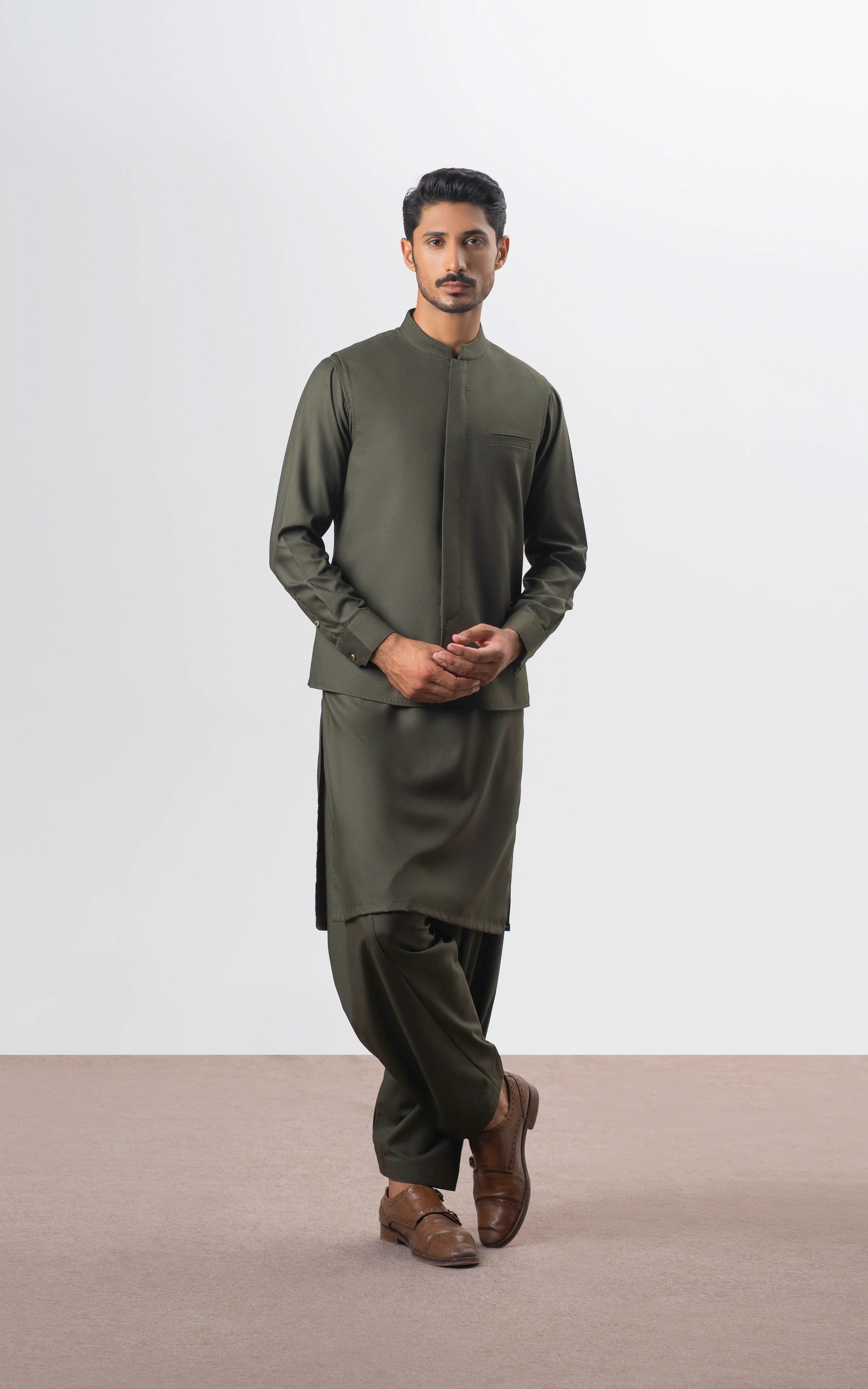 PREMIUM BLENDED WAISTCOAT | EXECUTIVE COLLECTION OLIVE - Image 2