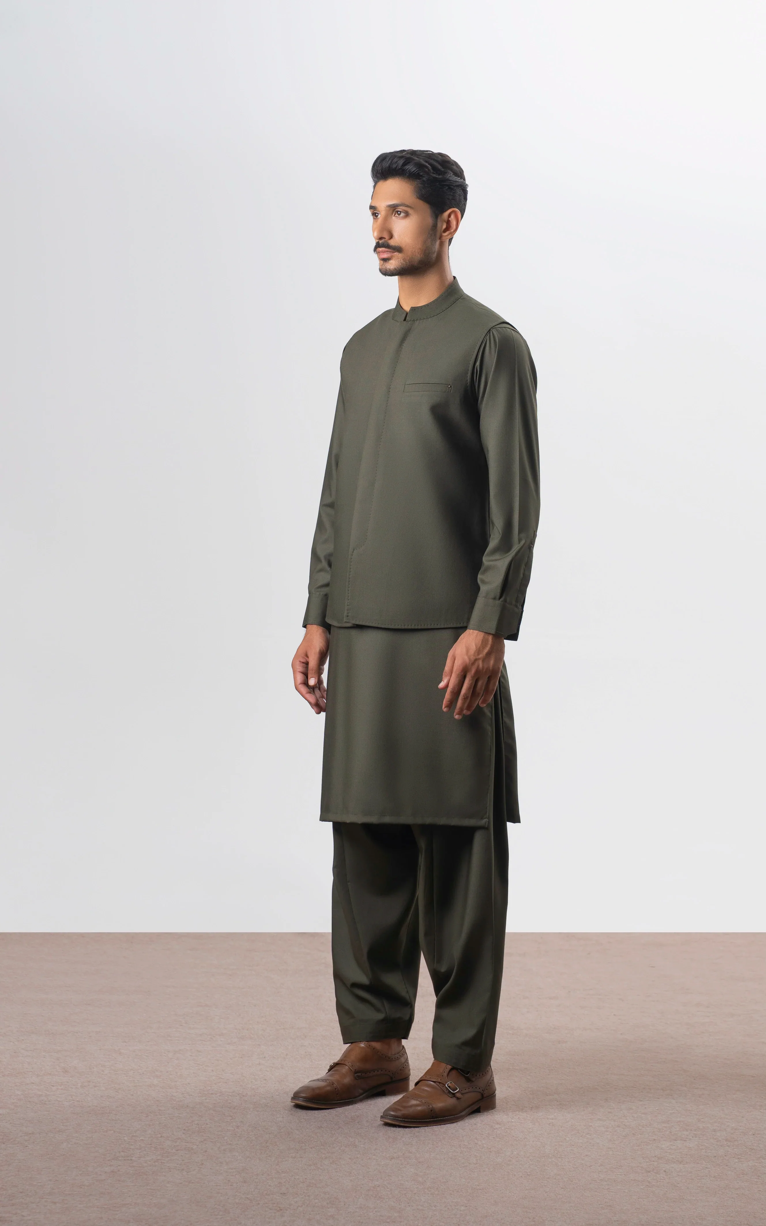 PREMIUM BLENDED WAISTCOAT | EXECUTIVE COLLECTION OLIVE - Image 3