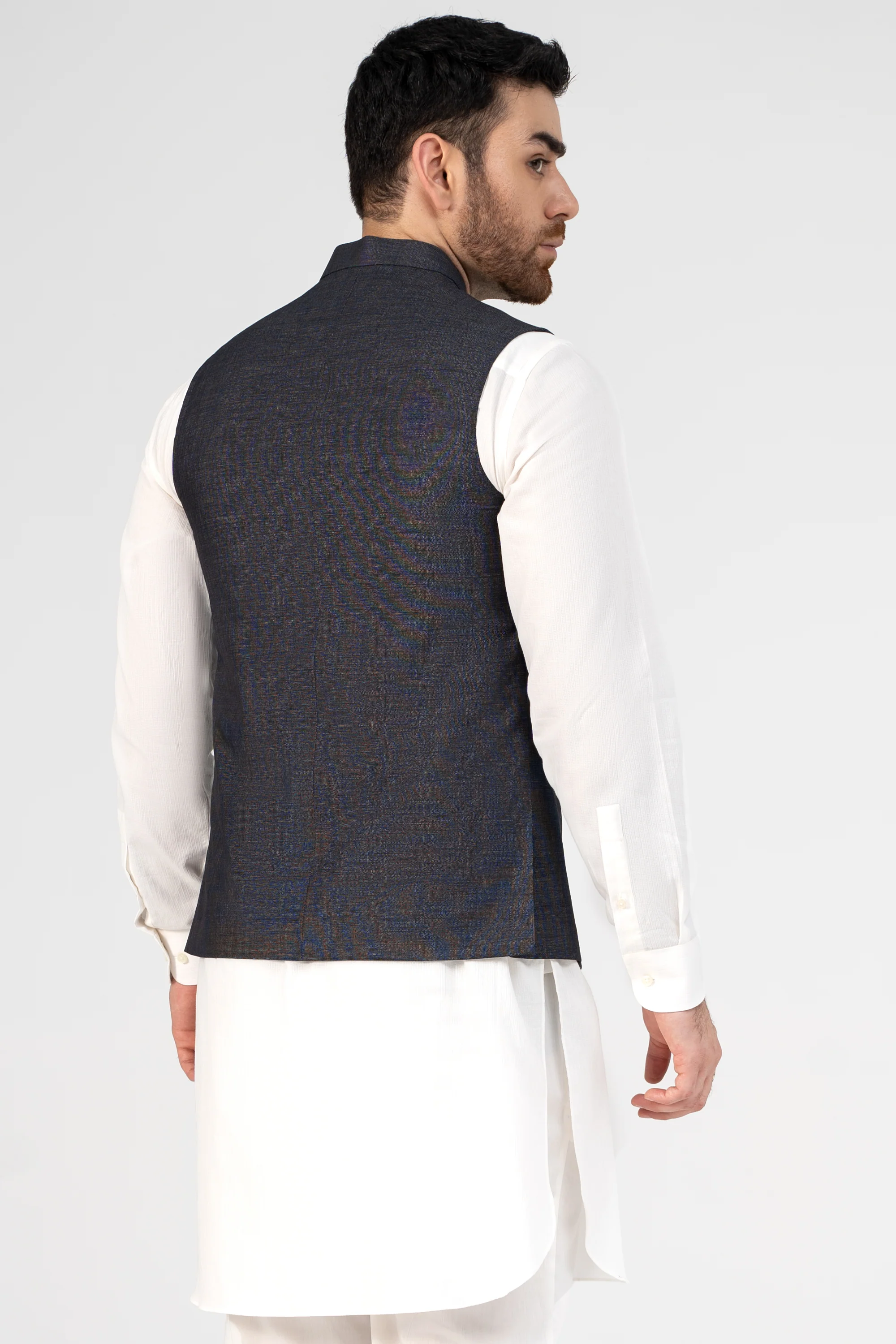 PREMIUM COTTON BLENDED WAISTCOAT DARK DENIM - Image 3