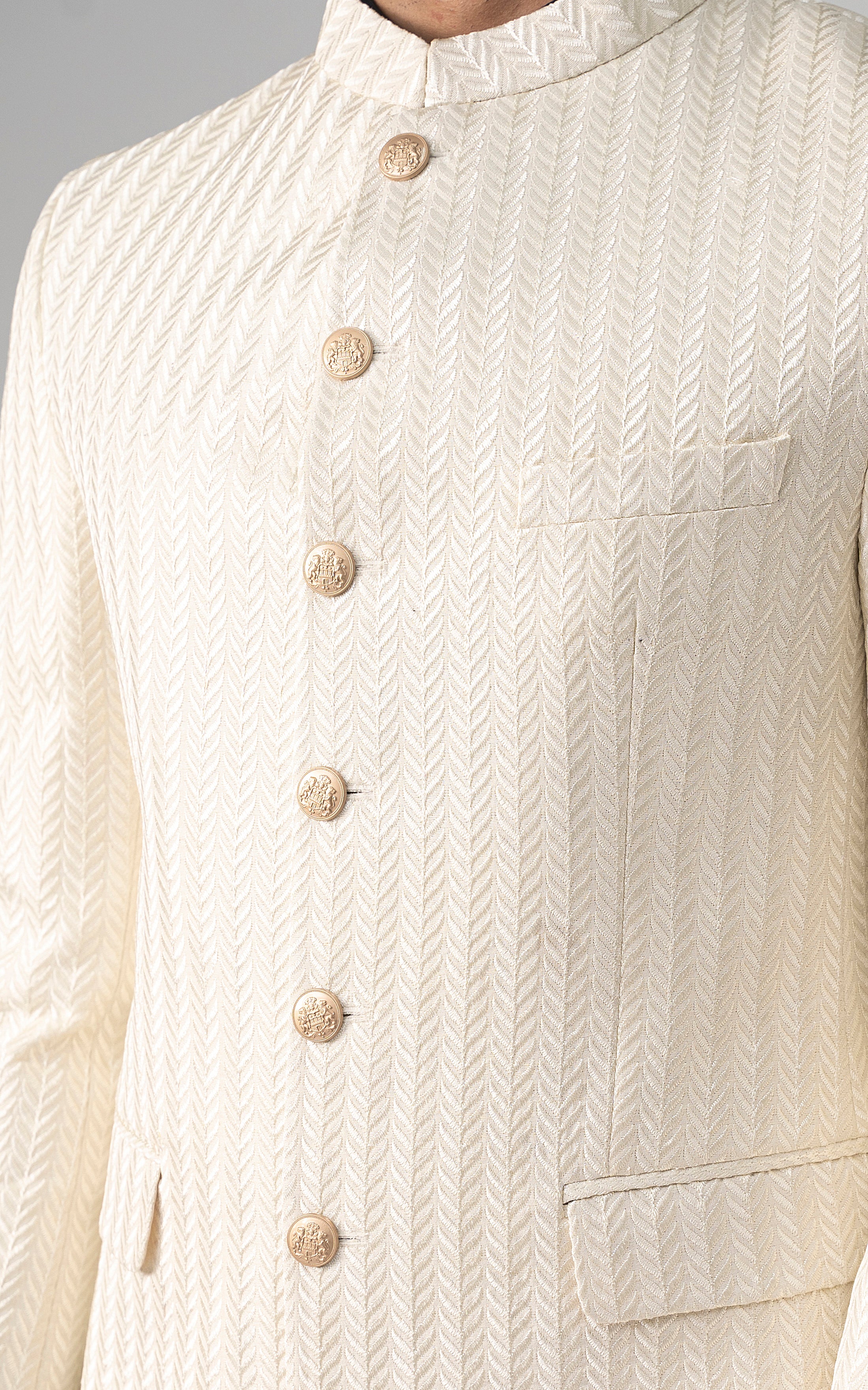 EMBROIDERED PRINCE COAT- FESTIVE COLLECTION OFF WHITE - Image 2