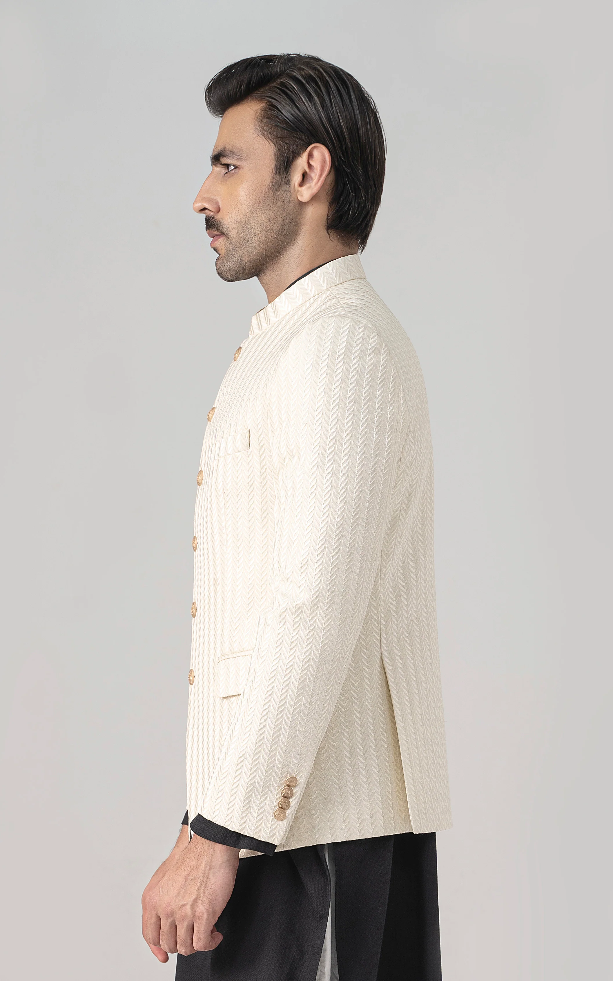 EMBROIDERED PRINCE COAT- FESTIVE COLLECTION OFF WHITE - Image 4