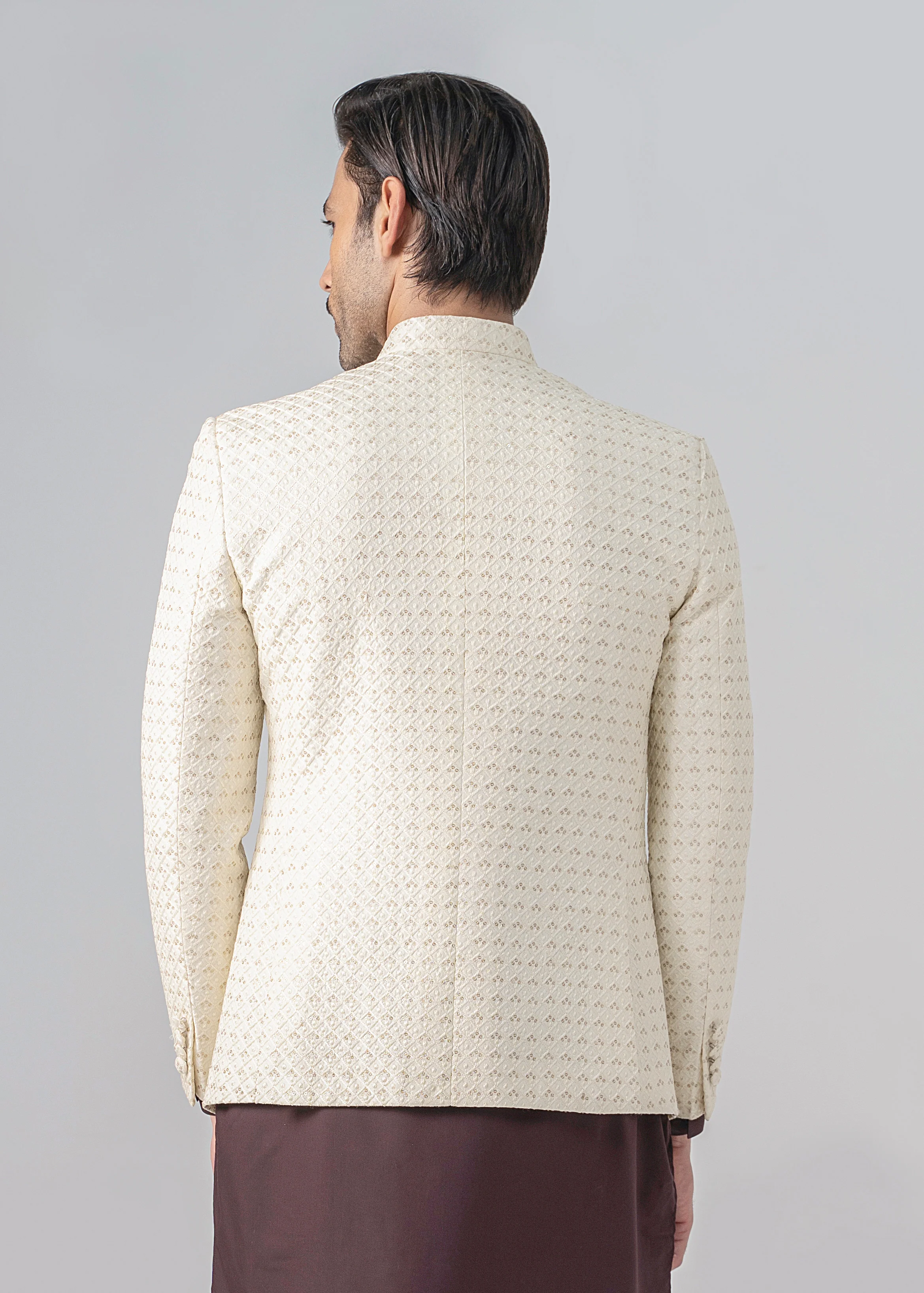 EMBROIDERED PRINCE COAT- FESTIVE COLLECTION OFF WHITE - Image 4