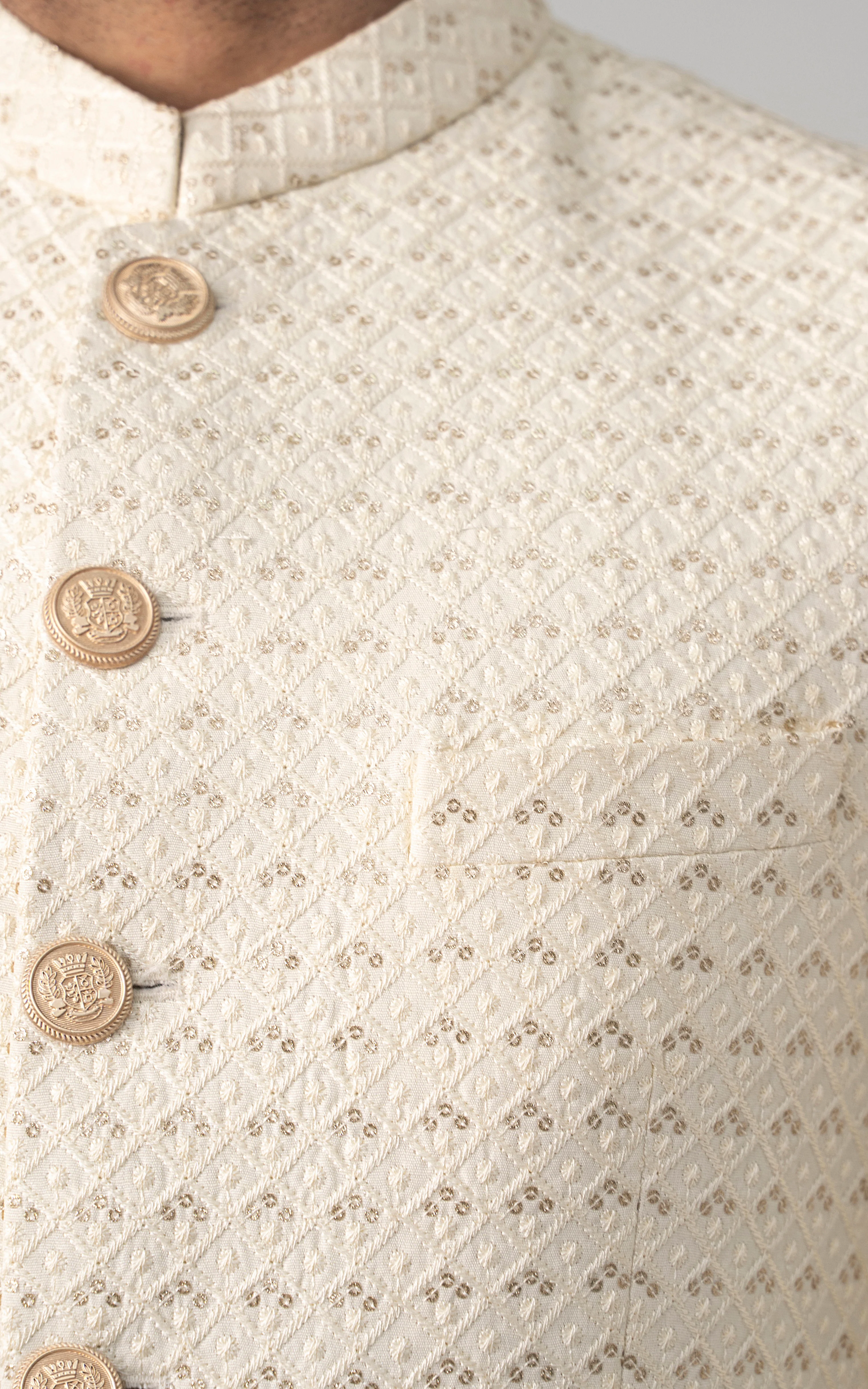 EMBROIDERED PRINCE COAT- FESTIVE COLLECTION OFF WHITE - Image 5