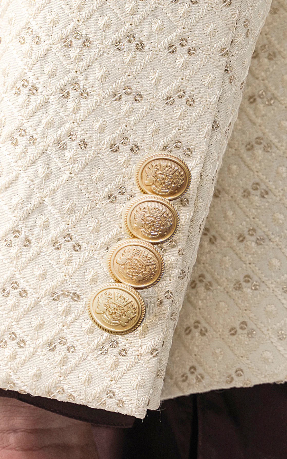 EMBROIDERED PRINCE COAT- FESTIVE COLLECTION OFF WHITE - Image 6