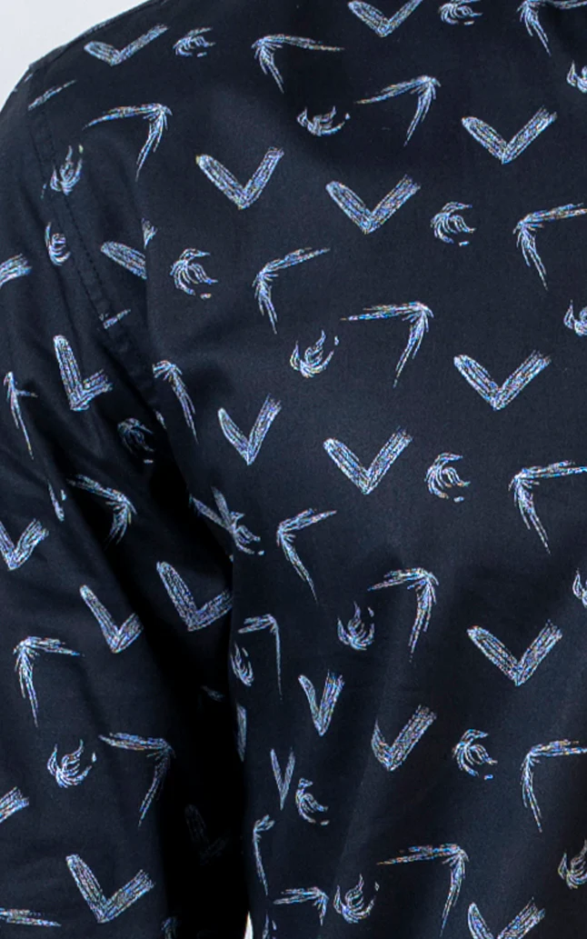 PRINTED CASUAL SHIRT BLACK - Image 3