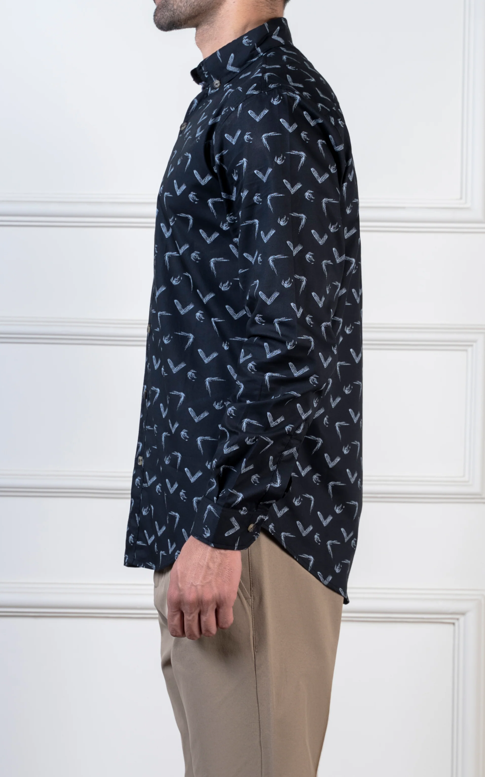 PRINTED CASUAL SHIRT BLACK - Image 4