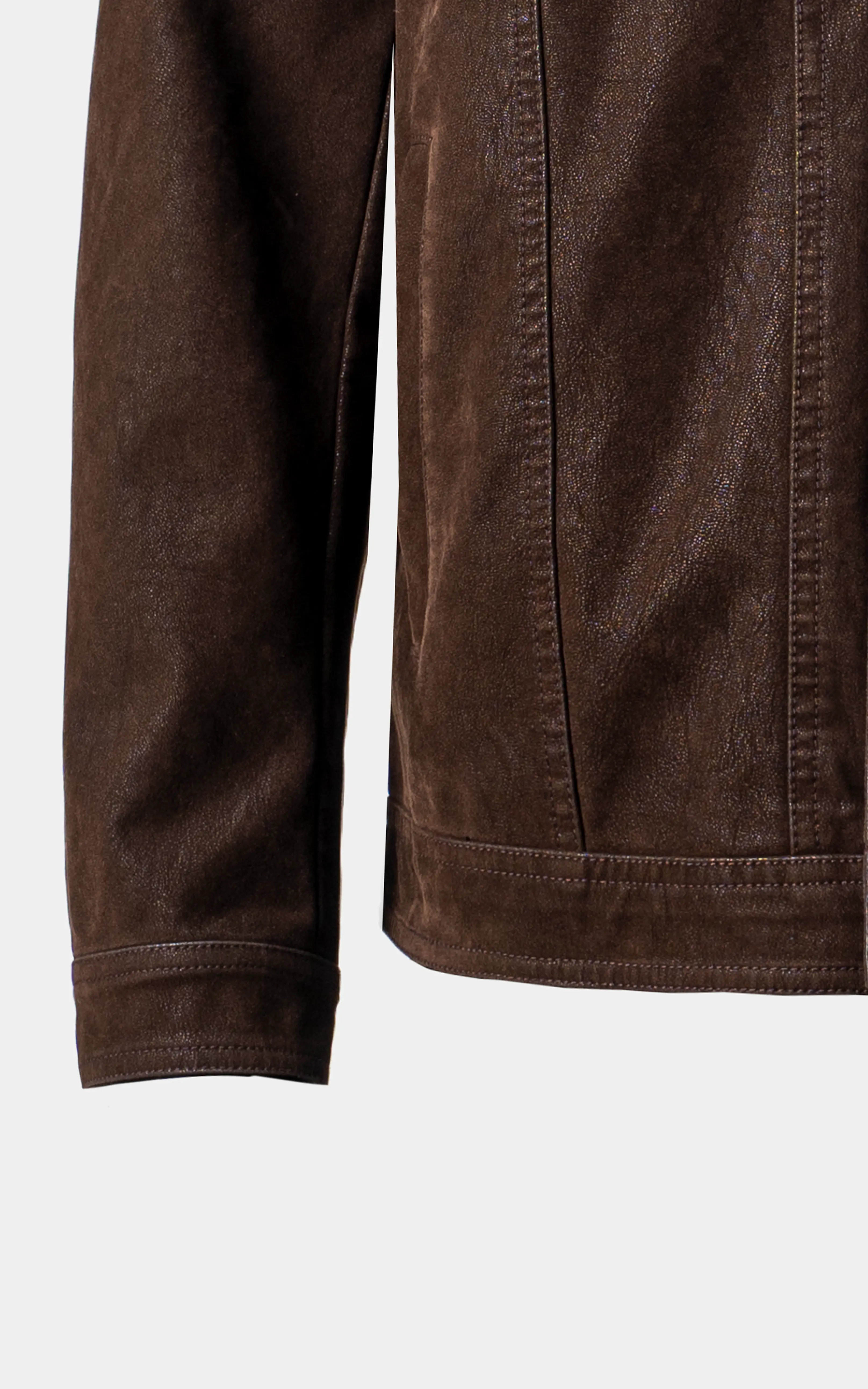 PU Leather Jacket Dark Brown - Image 3