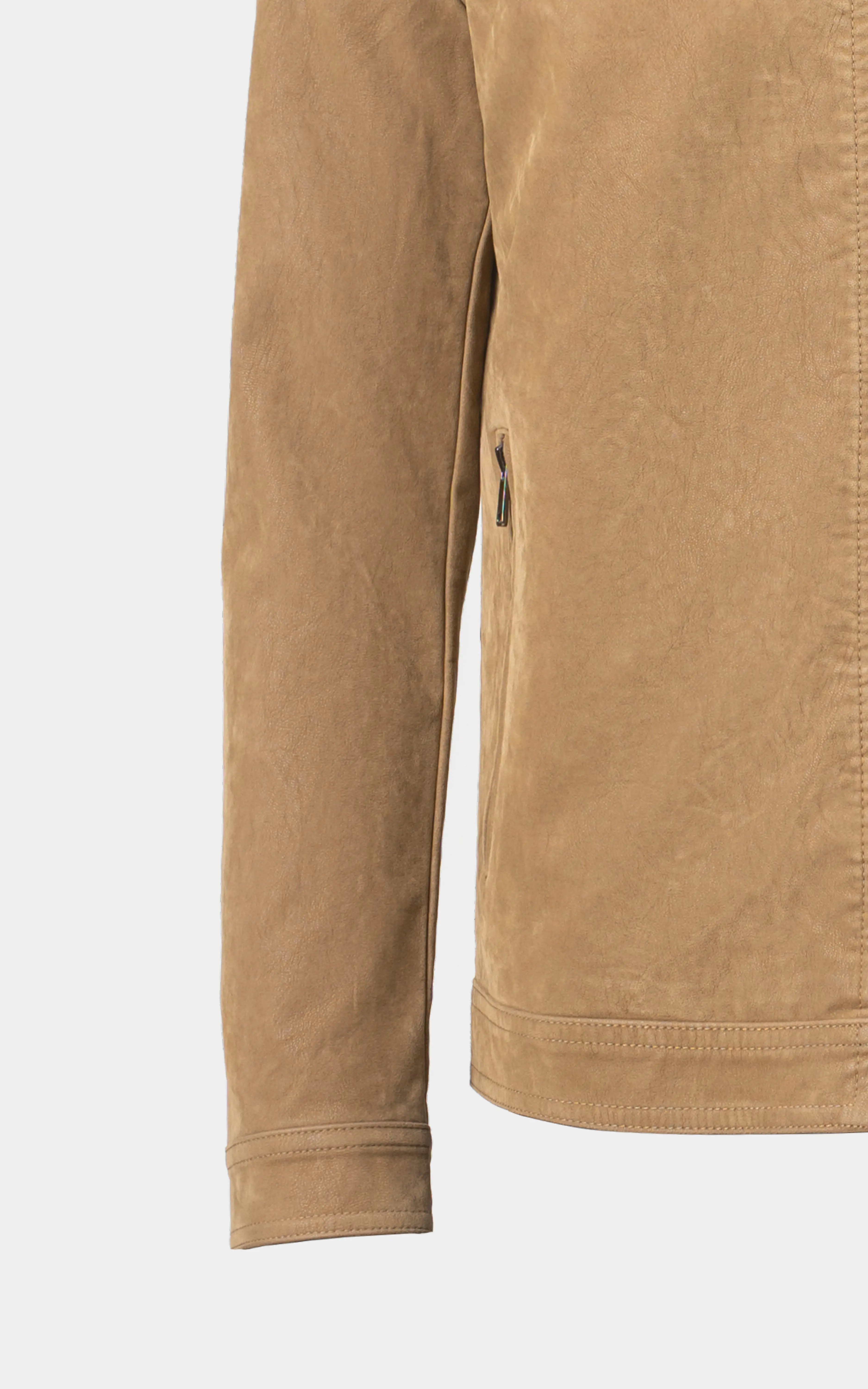 PU leather Zipper Jacket Dark Khaki - Image 3