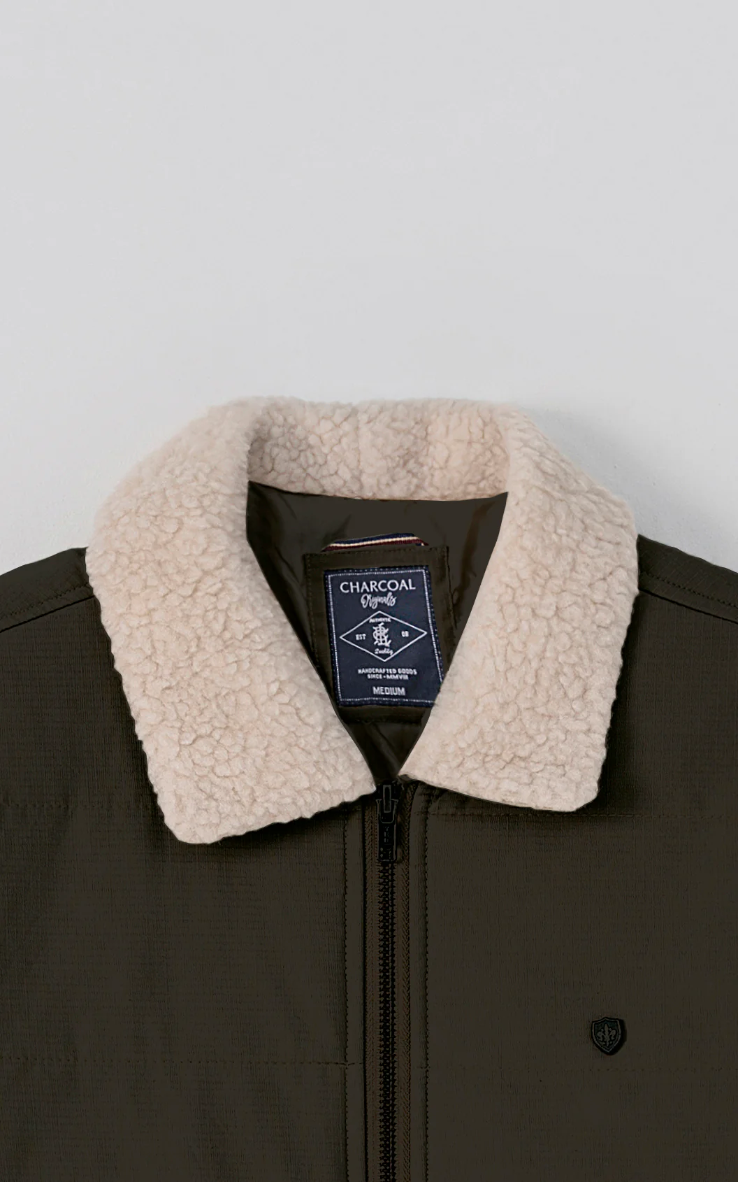 QUILTED FUR COLLAR JACKET DARK OLIVE - Image 2
