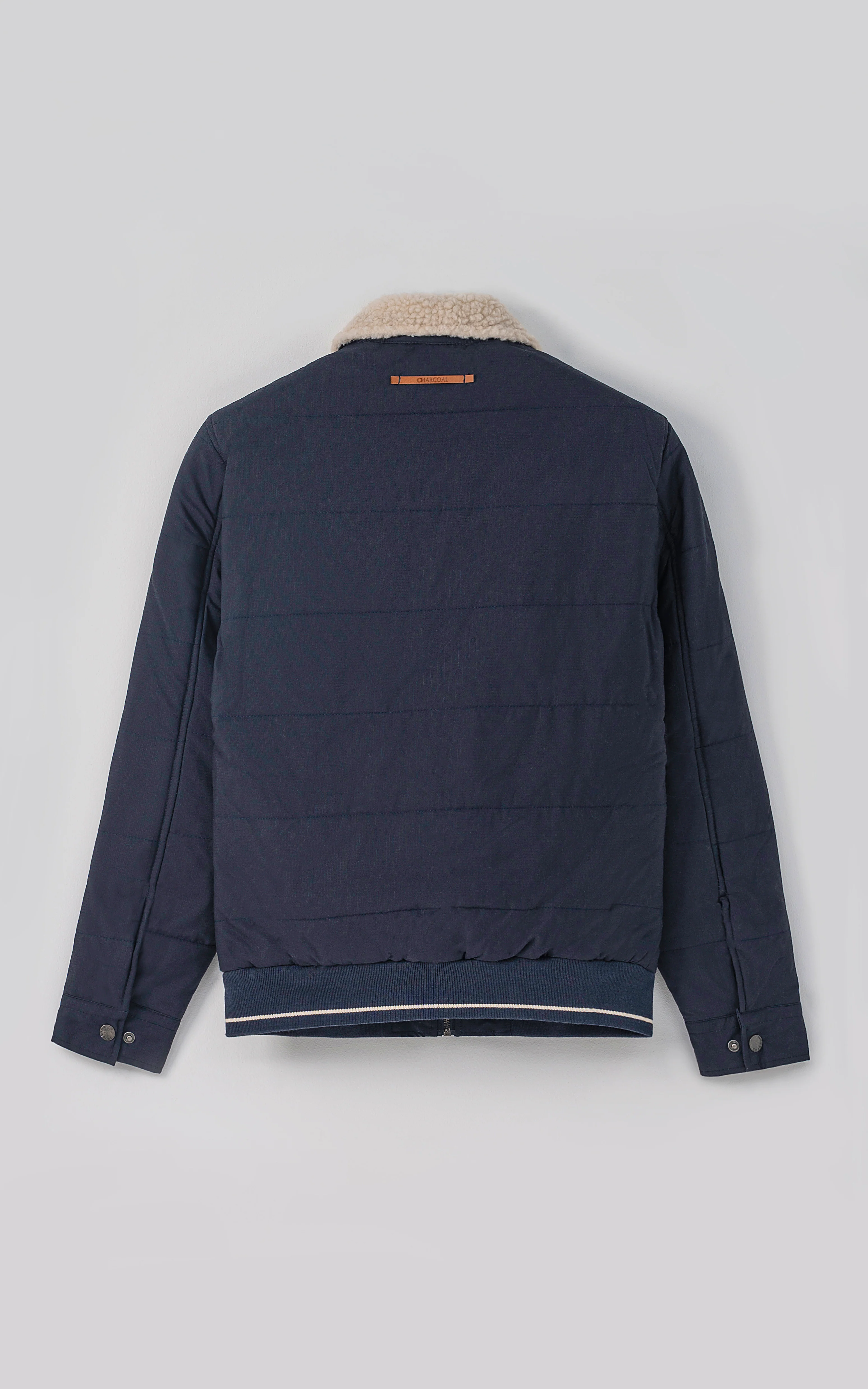 QUILTED FUR COLLAR JACKET NAVY - Image 4