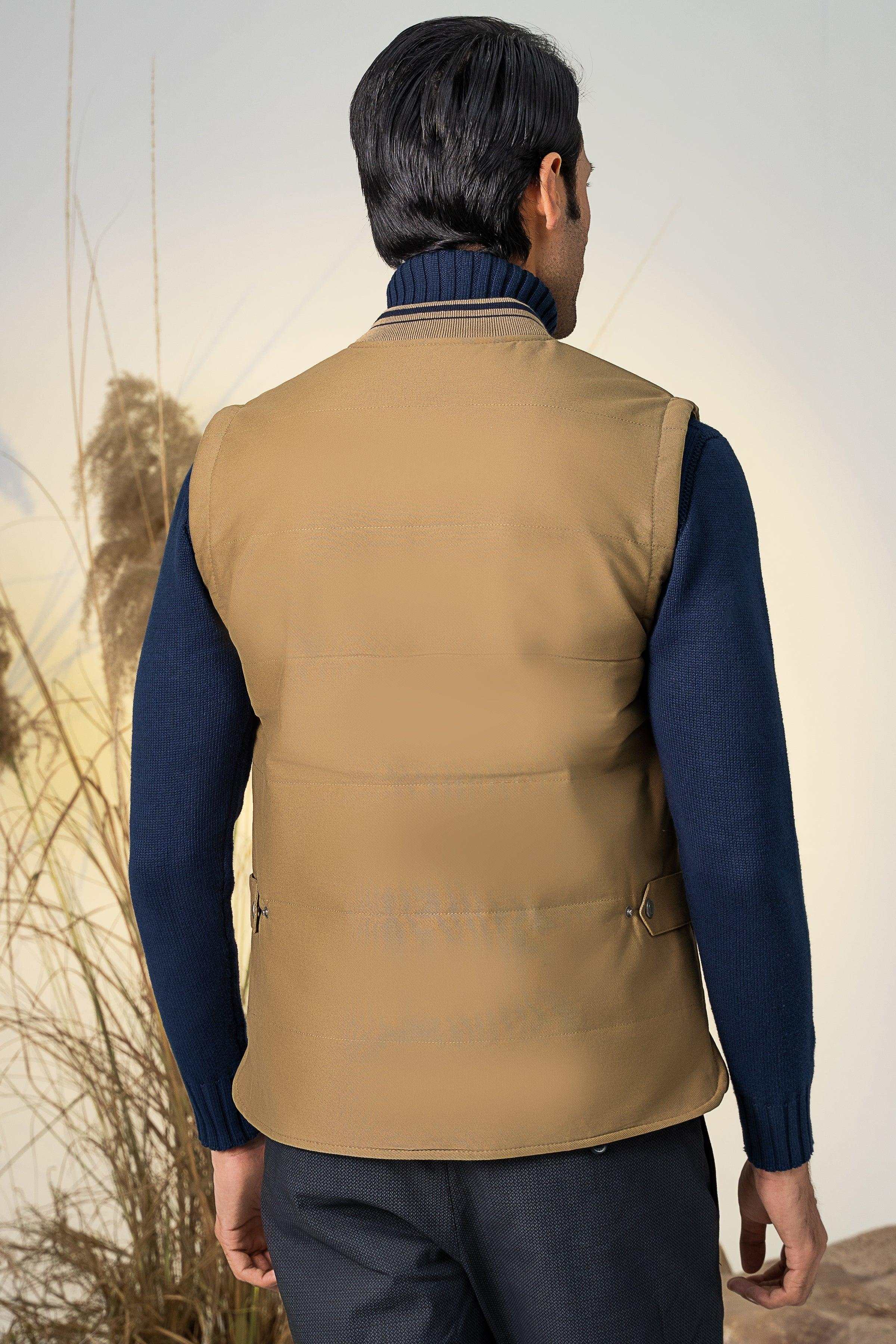 SLEEVELESS QUILTED JACKET DARK KHAKI - Image 3