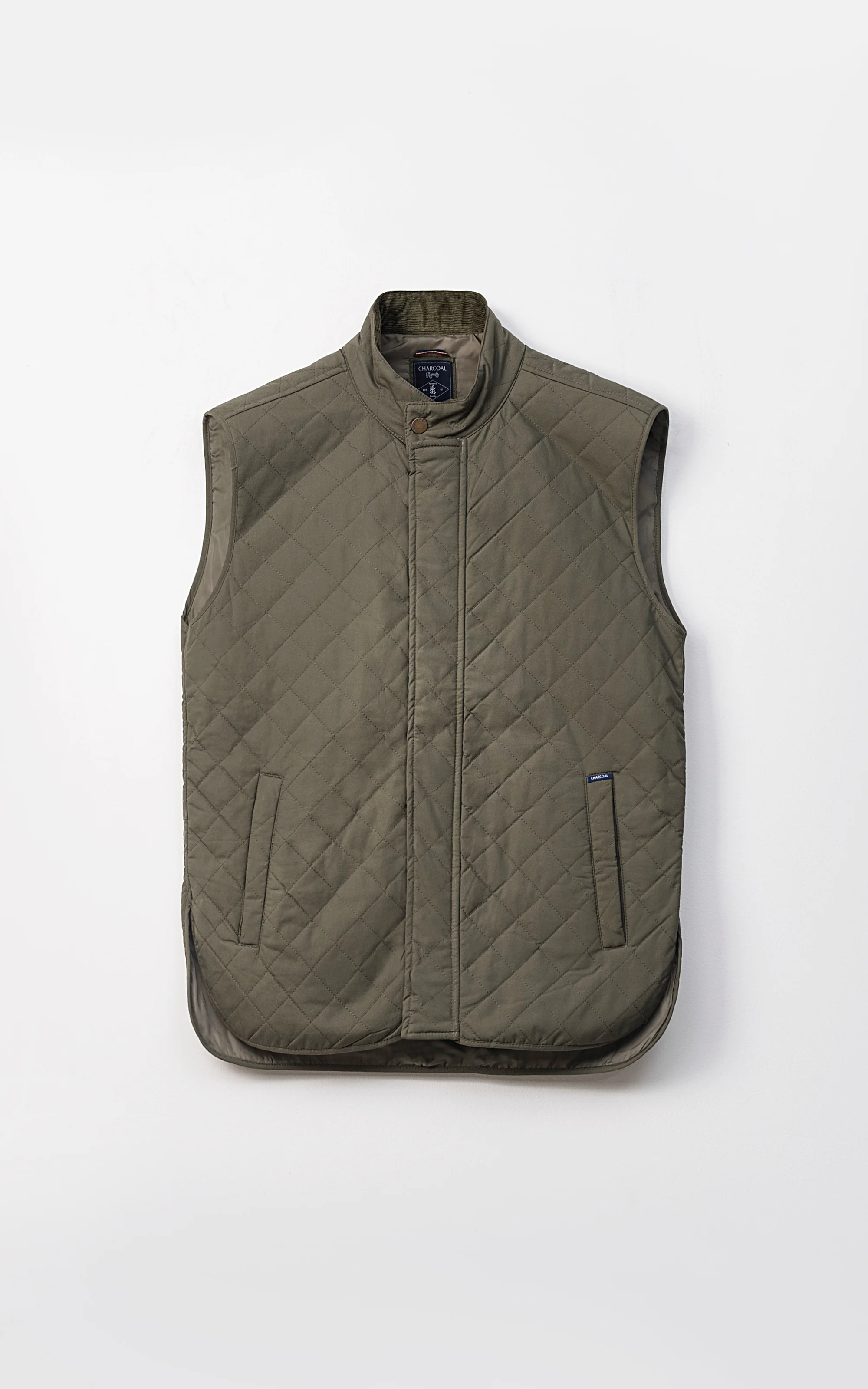 QUILTED SLEEVELESS JACKET OLIVE