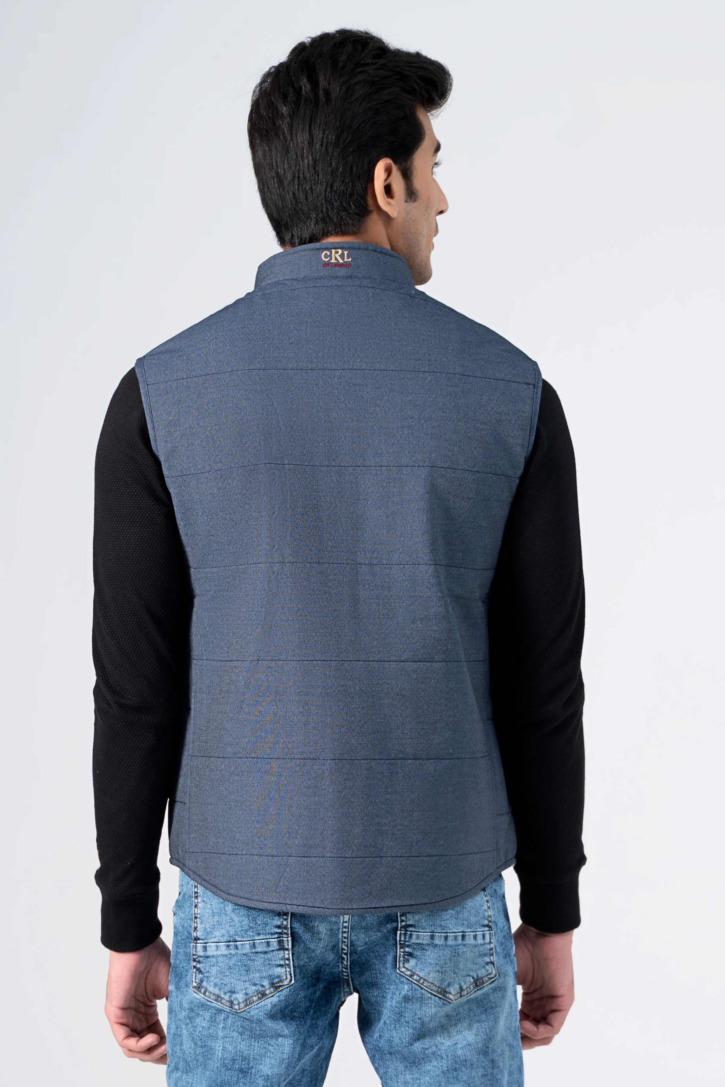 Quilted Textured Jacket Navy - Image 4