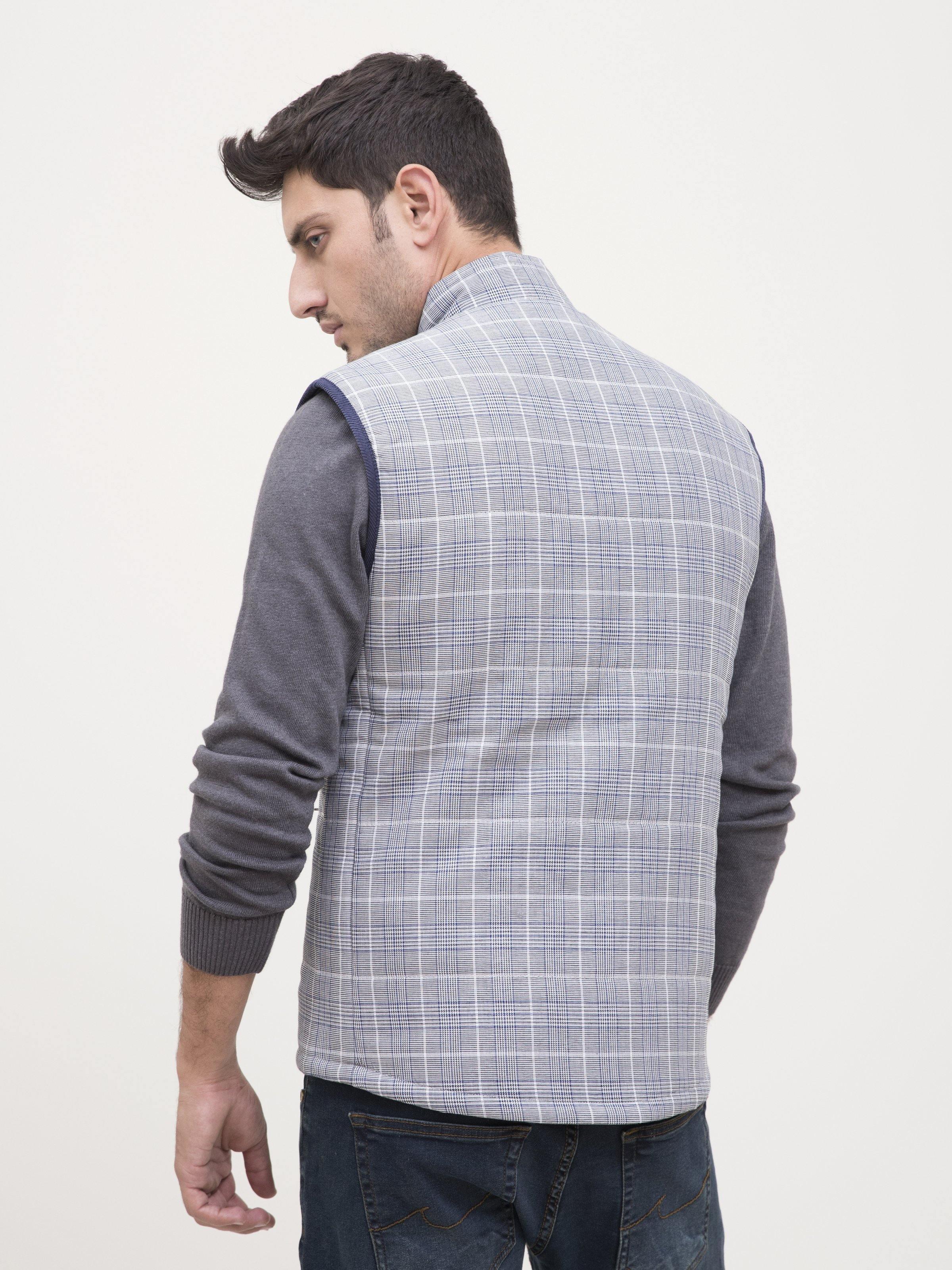 QUILTIED SLEEVELESS JACKET BLACK WHITE - Image 3