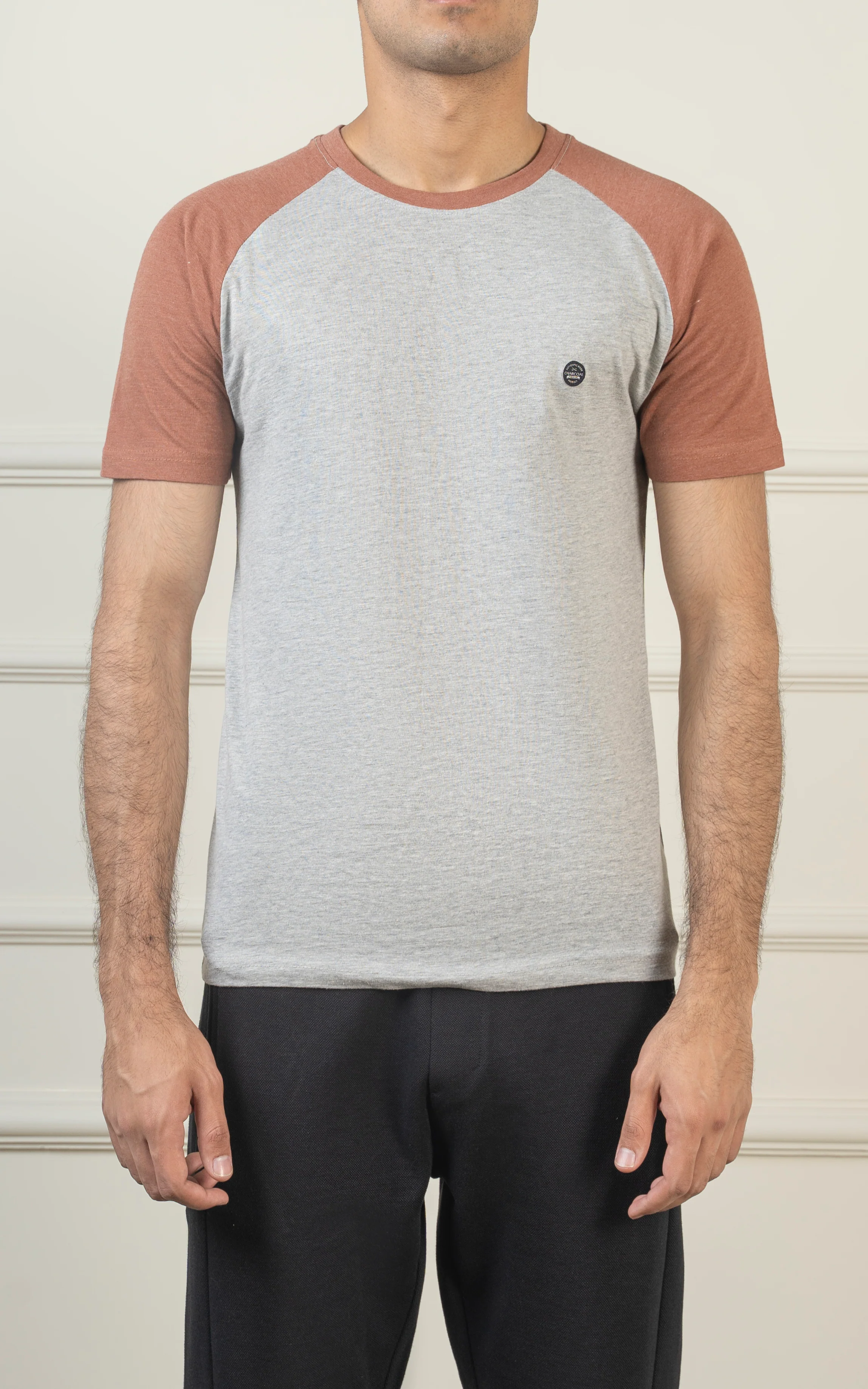 RAGLAN SLEEVE T SHIRT HEATHER GREY RUST - Image 2
