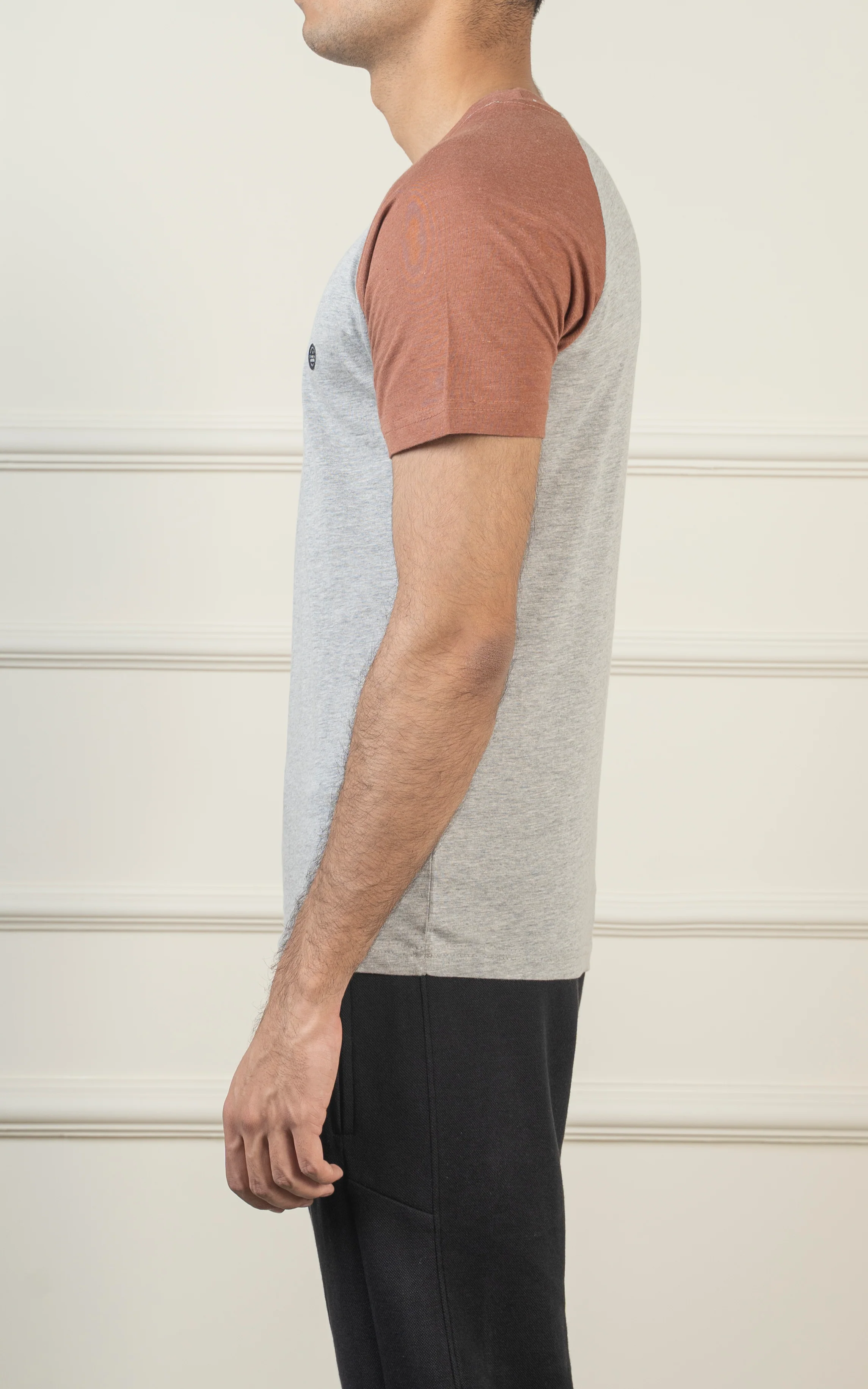 RAGLAN SLEEVE T SHIRT HEATHER GREY RUST - Image 4