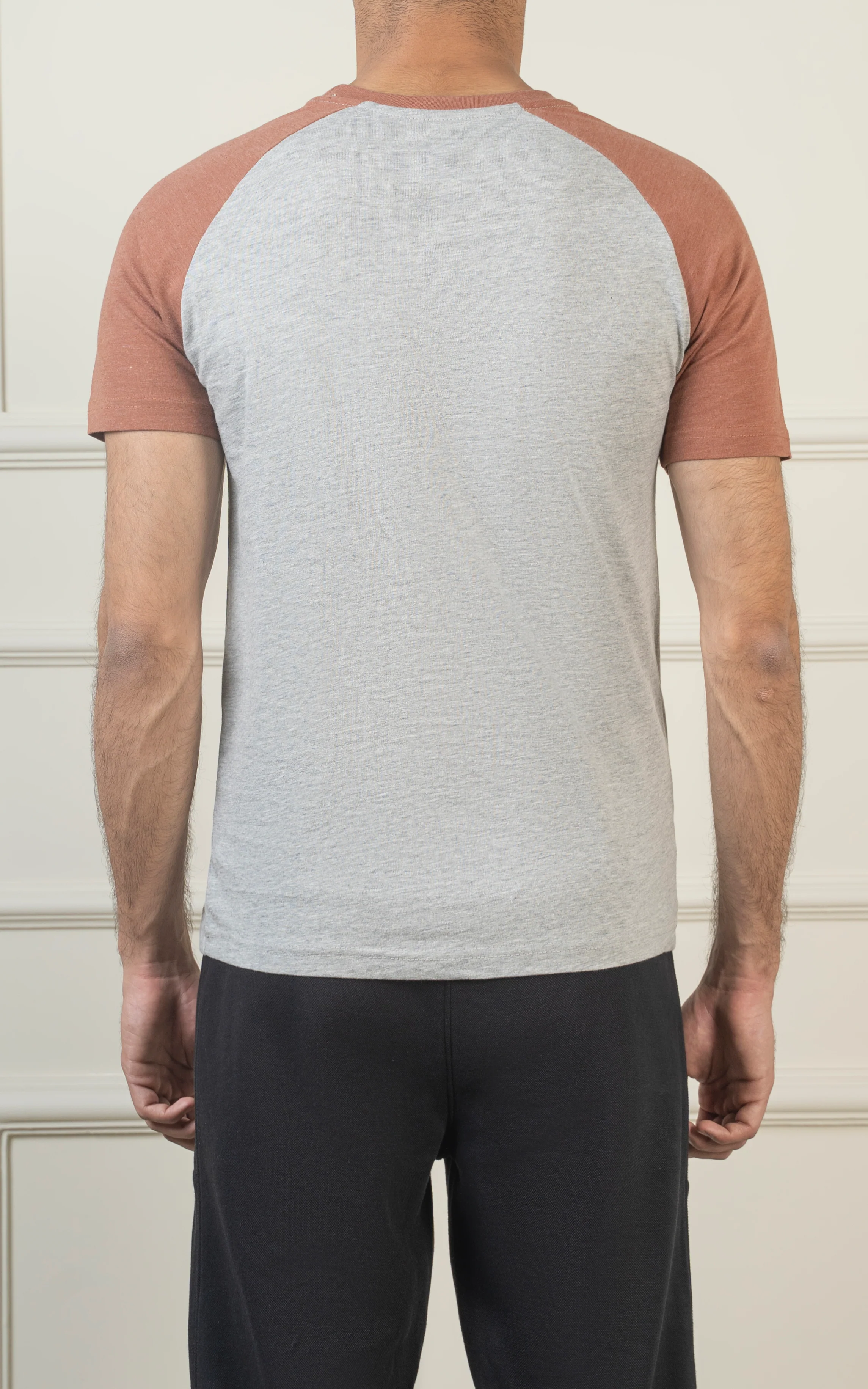 RAGLAN SLEEVE T SHIRT HEATHER GREY RUST - Image 5