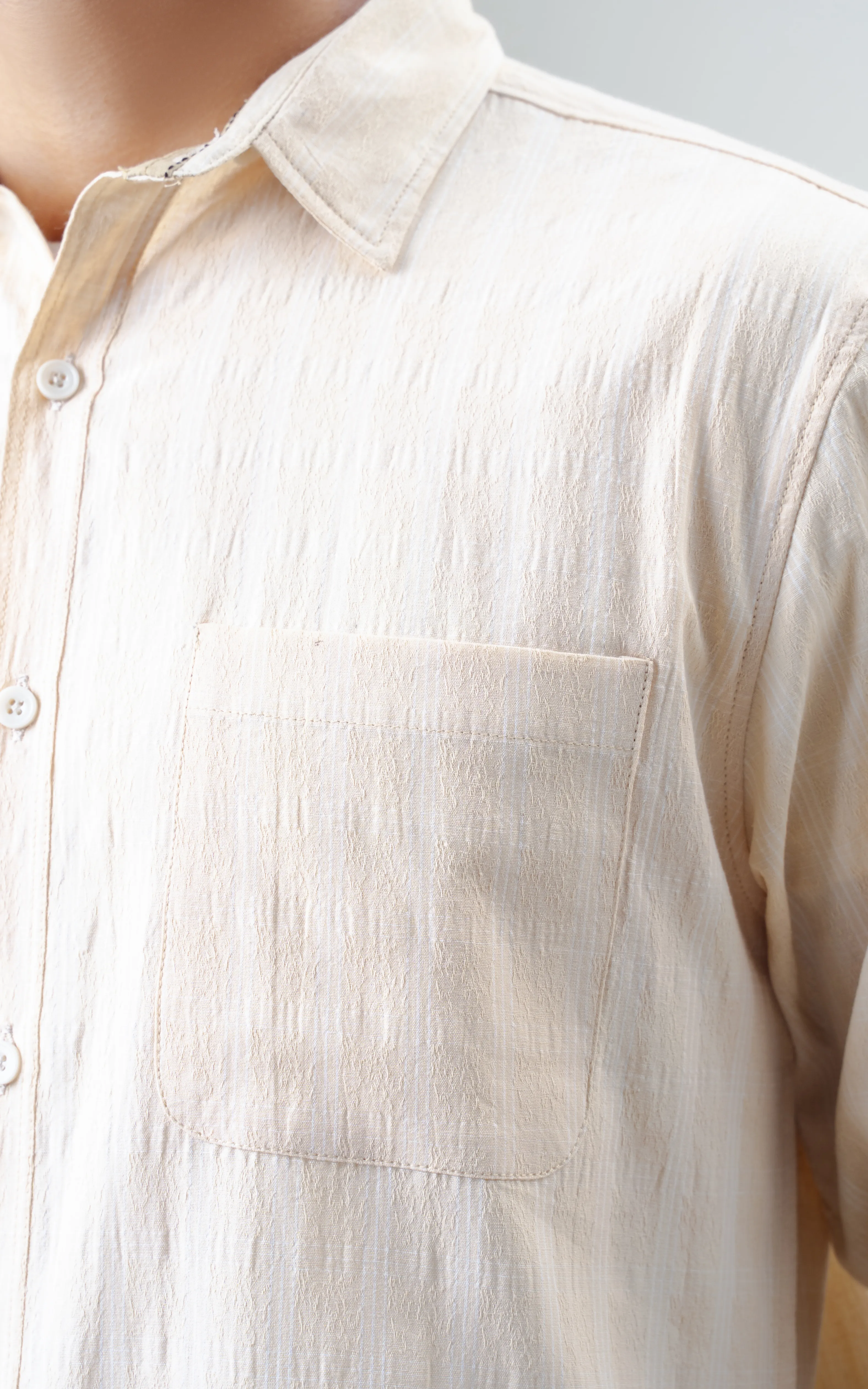 REGULAR FIT CHECKED SHIRT BEIGE CHECK - Image 5