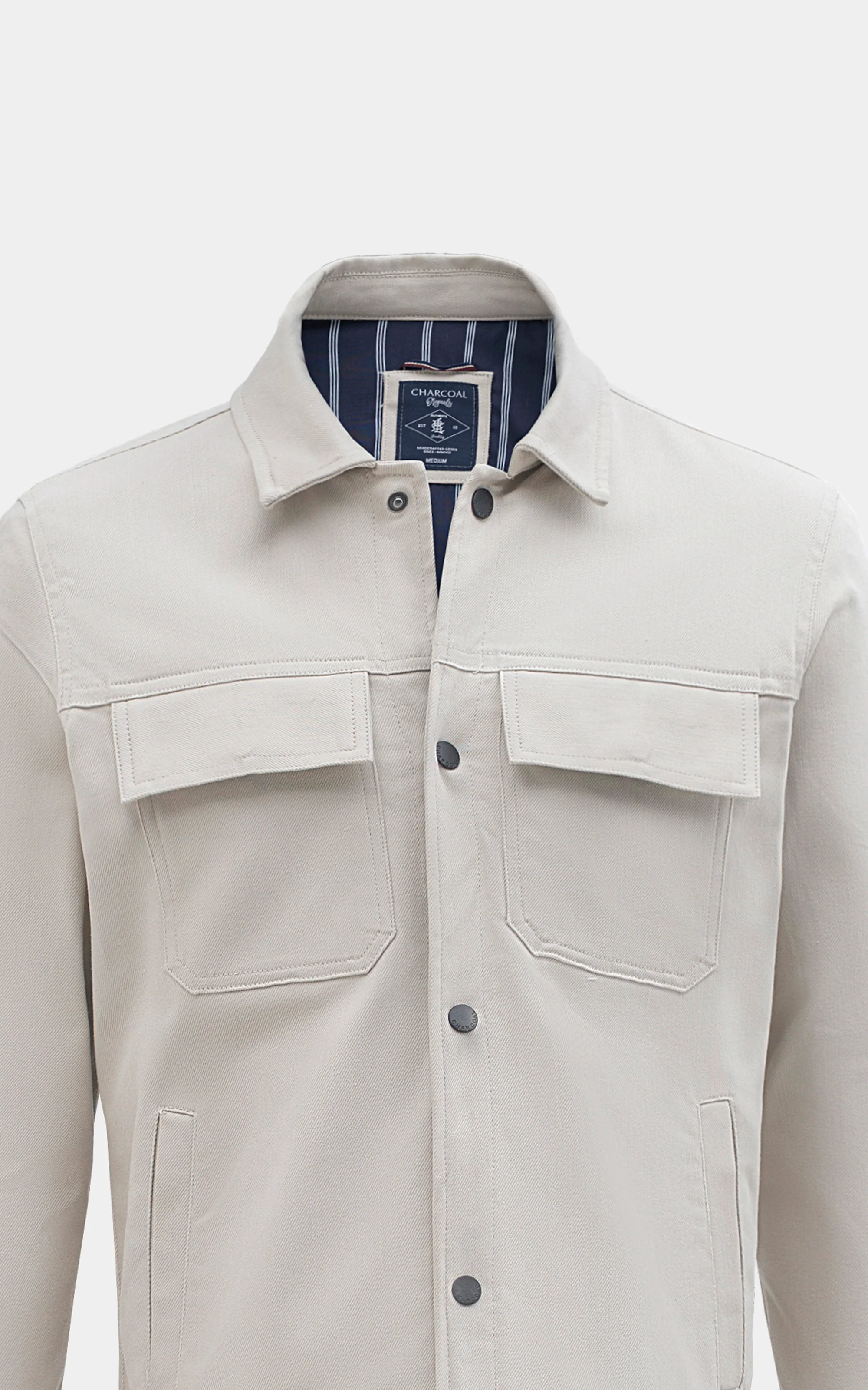 REGULAR FIT FULLSLEEVE CAUSAL JACKET BEIGE - Image 2