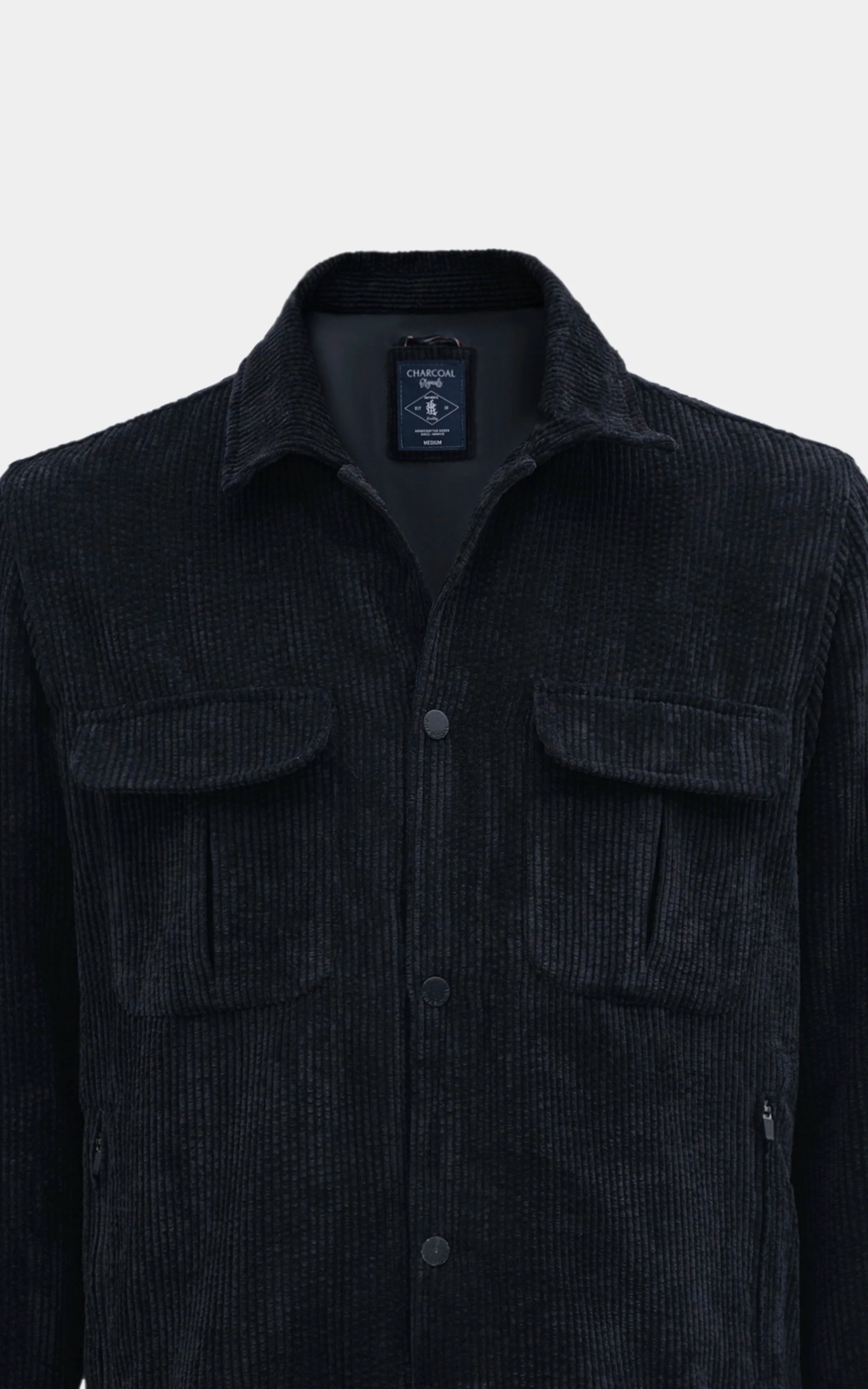 REGULAR FIT FULLSLEEVE CORDUROY JACKET BLACK - Image 2
