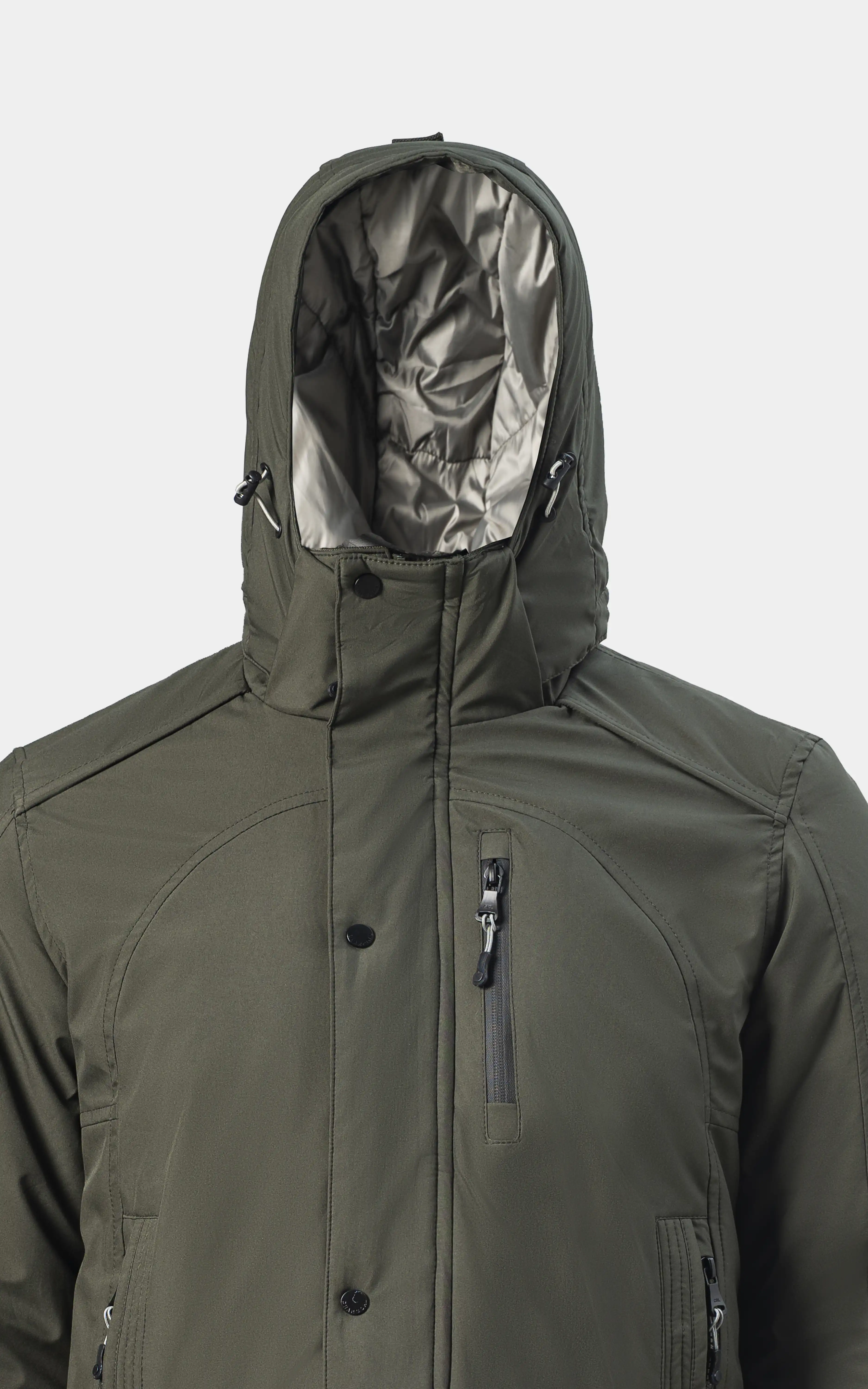 REGULAR FIT FULLSLEEVE PUFFER JACKET OLIVE - Image 2