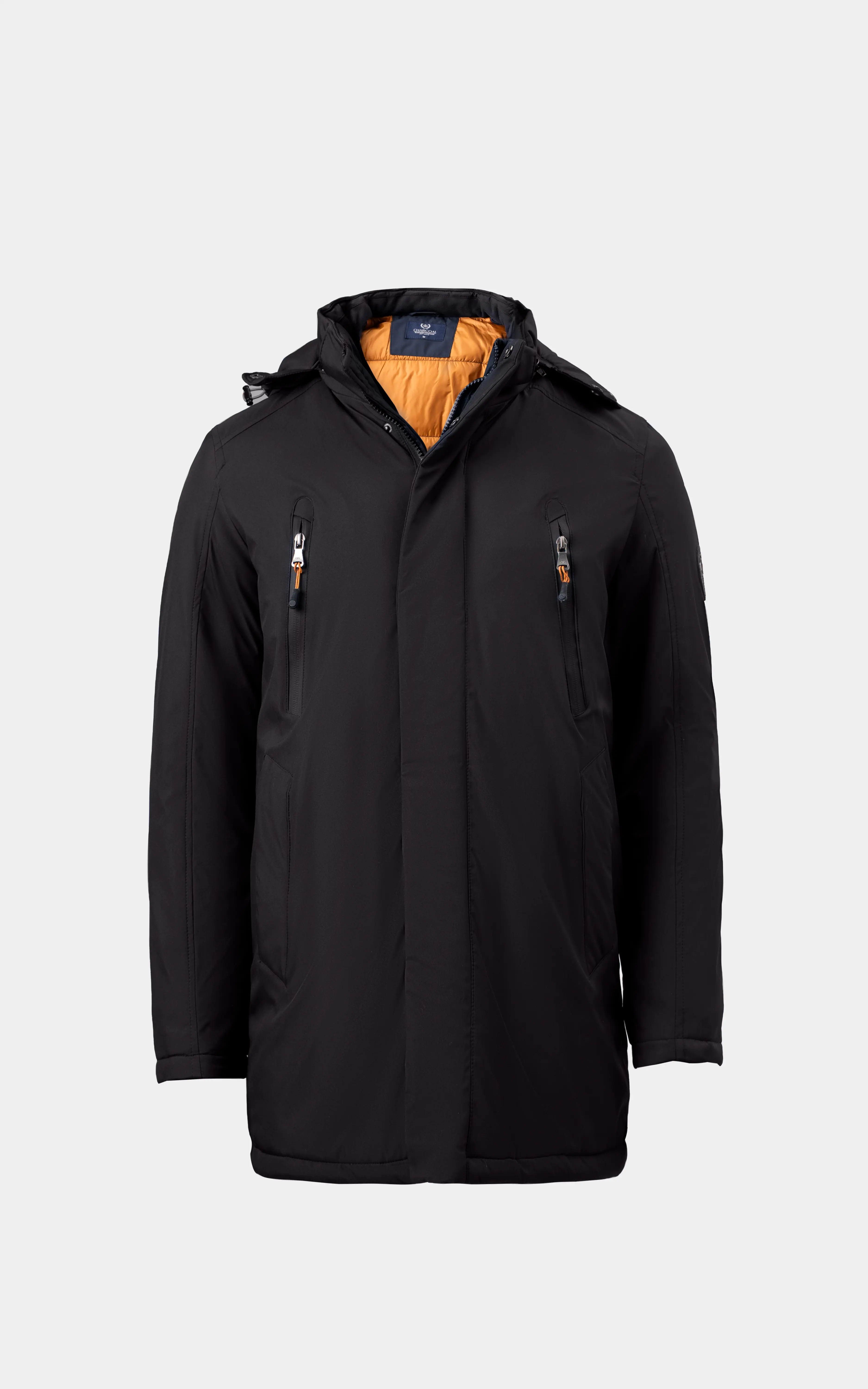 REGULAR FIT FULLSLEEVE PUFFER LONG JACKET BLACK - Image 2