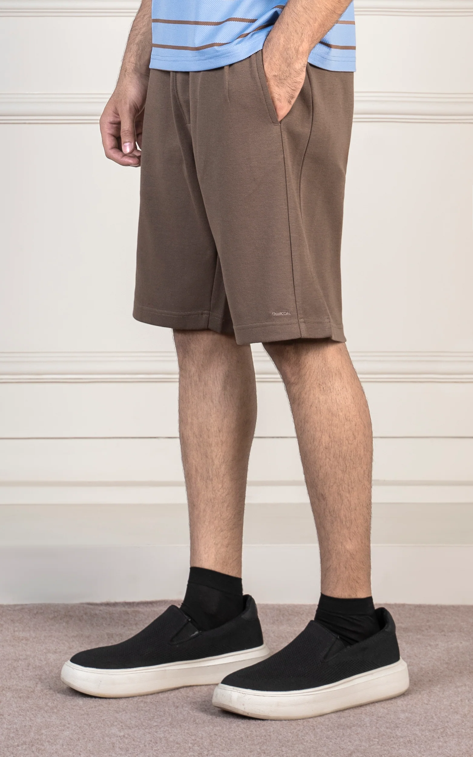 REGULAR FIT INTERLOCK SHORT DARK KHAKI