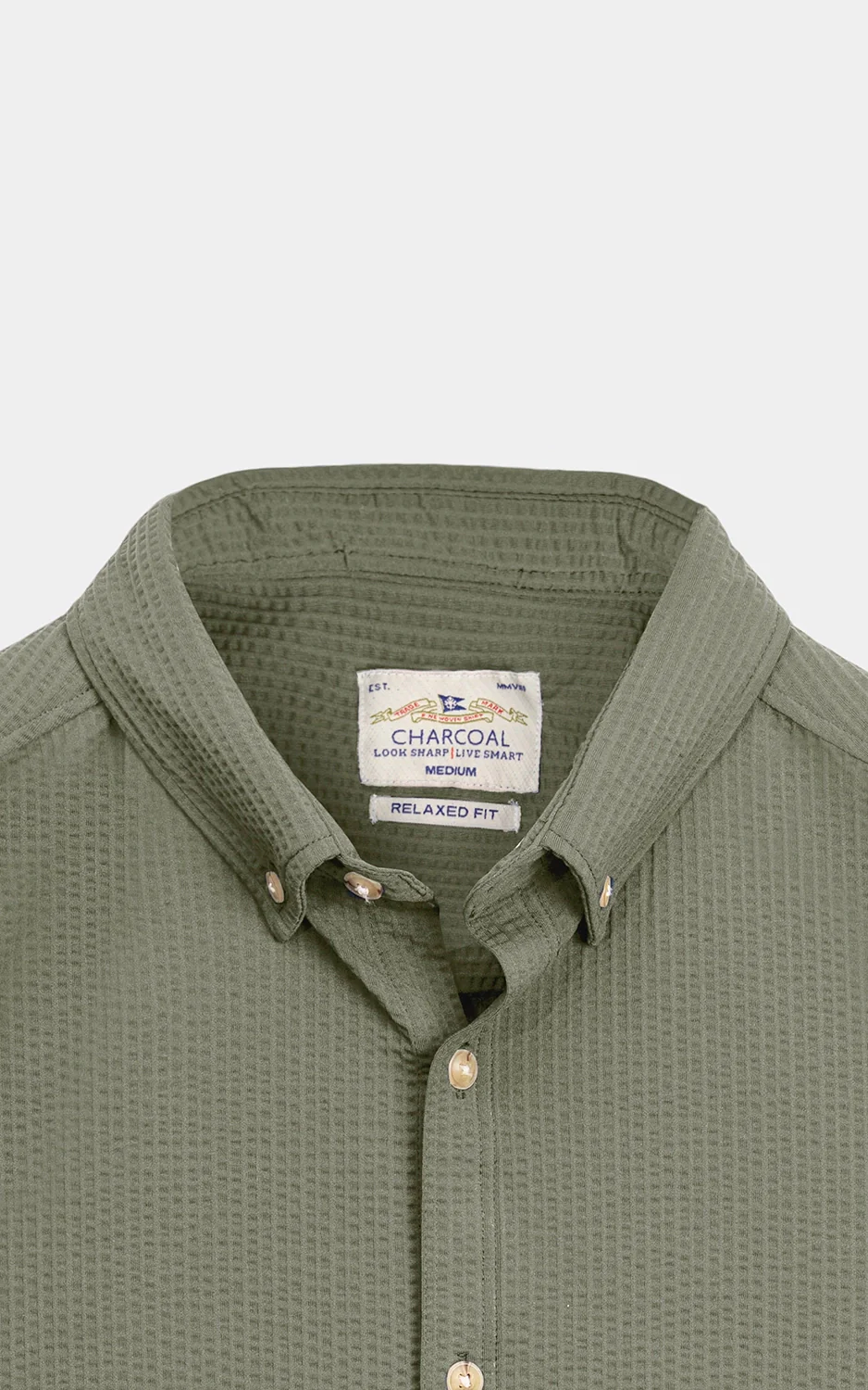 RELAXED FIT BUTTON DOWN  CASUAL SHIRT GREEN - Image 6