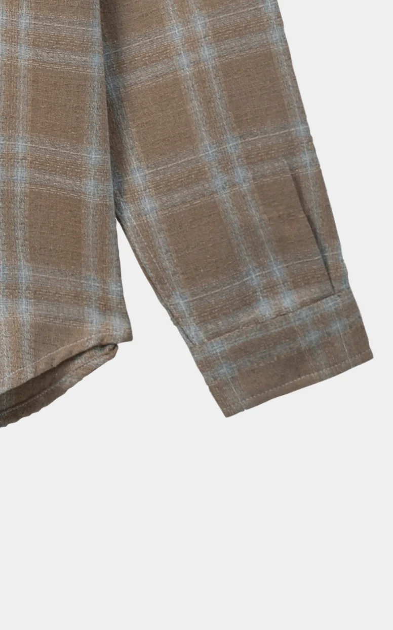 RELAXED FIT CASUAL SHIRT KHAKI CHECK - Image 3