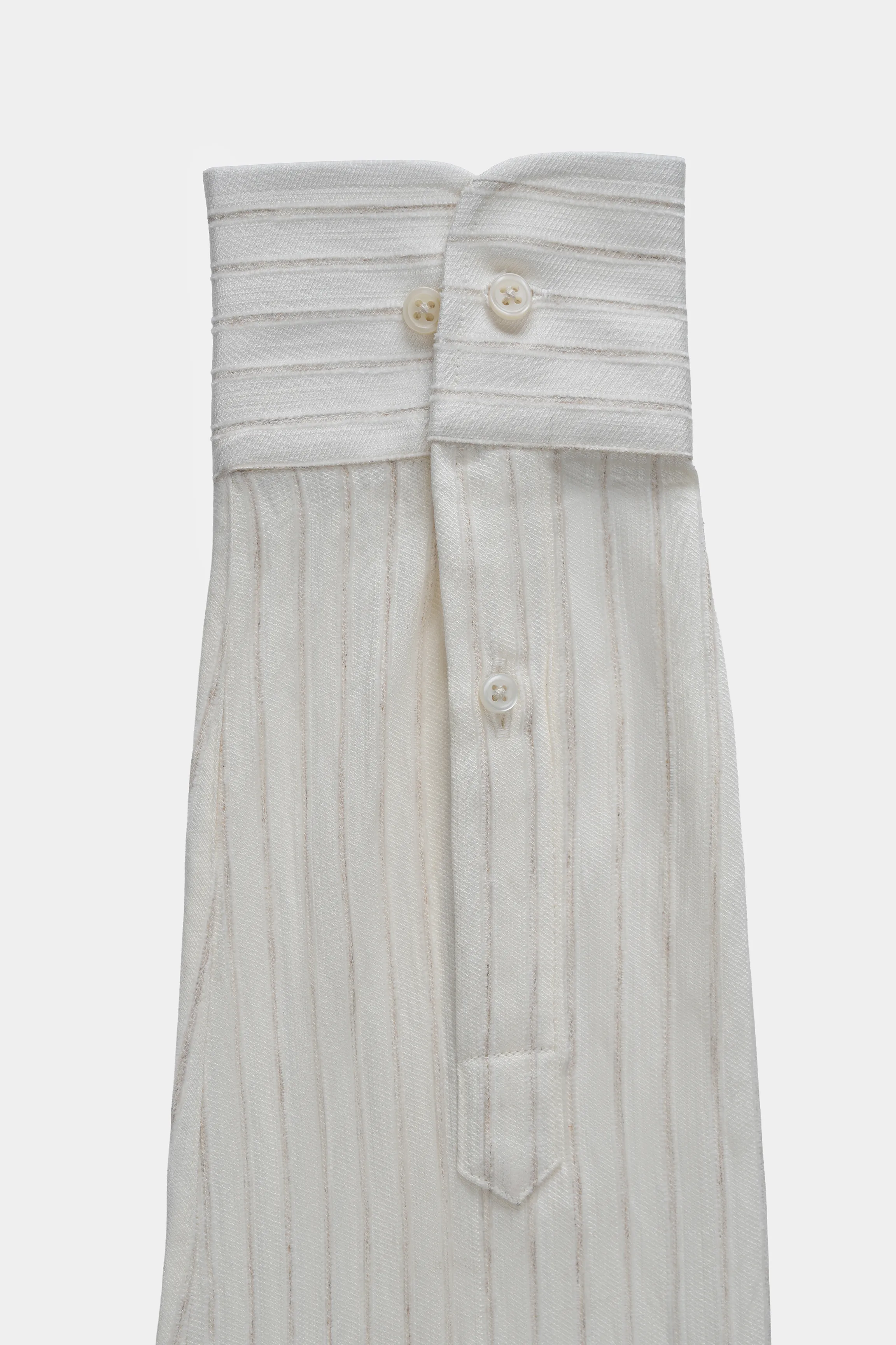 SELF STRIPED RELAXED FIT SHIRT OFF WHITE - Image 4