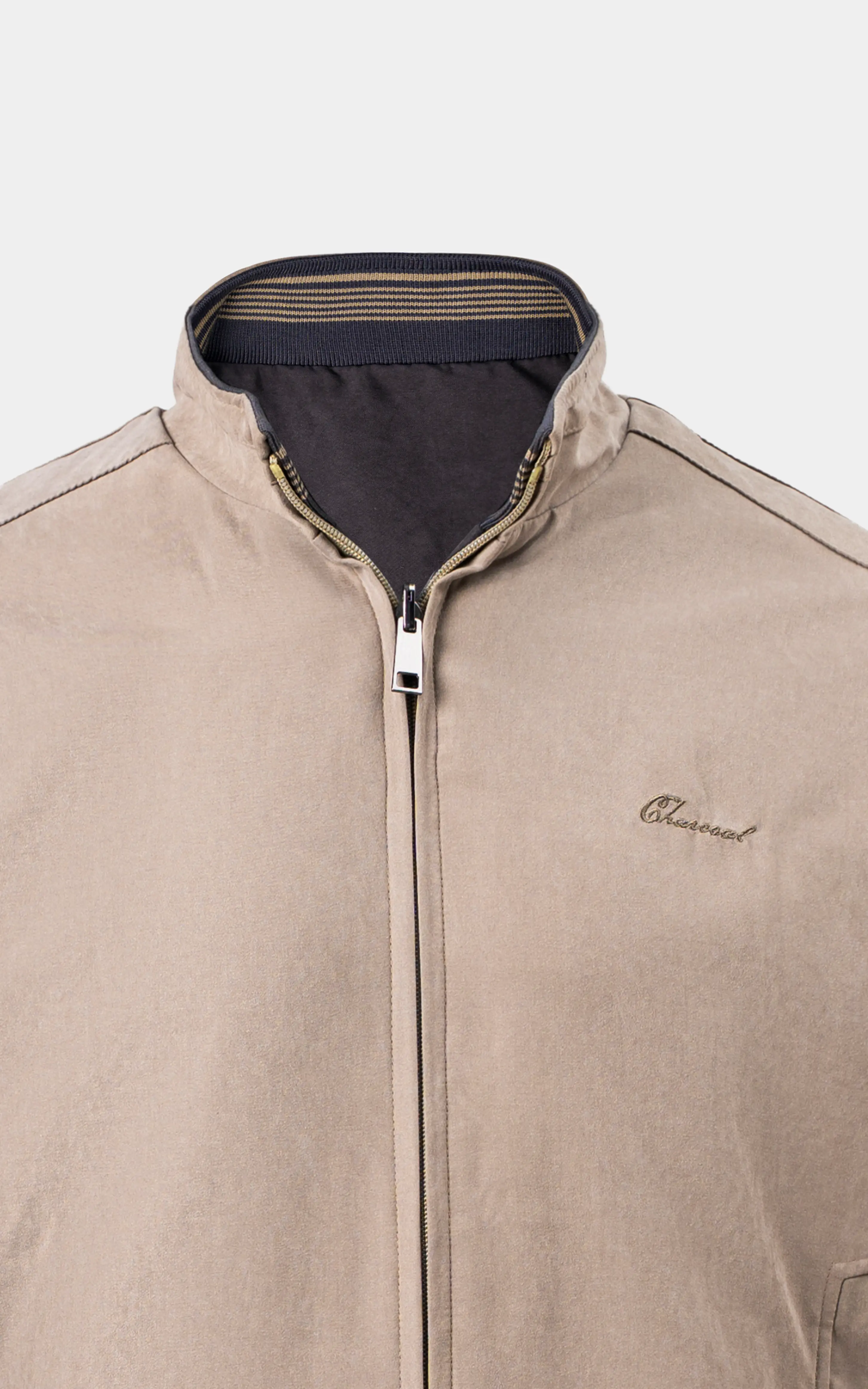 Reversible Bomber Jacket Light olive charcoal grey - Image 4