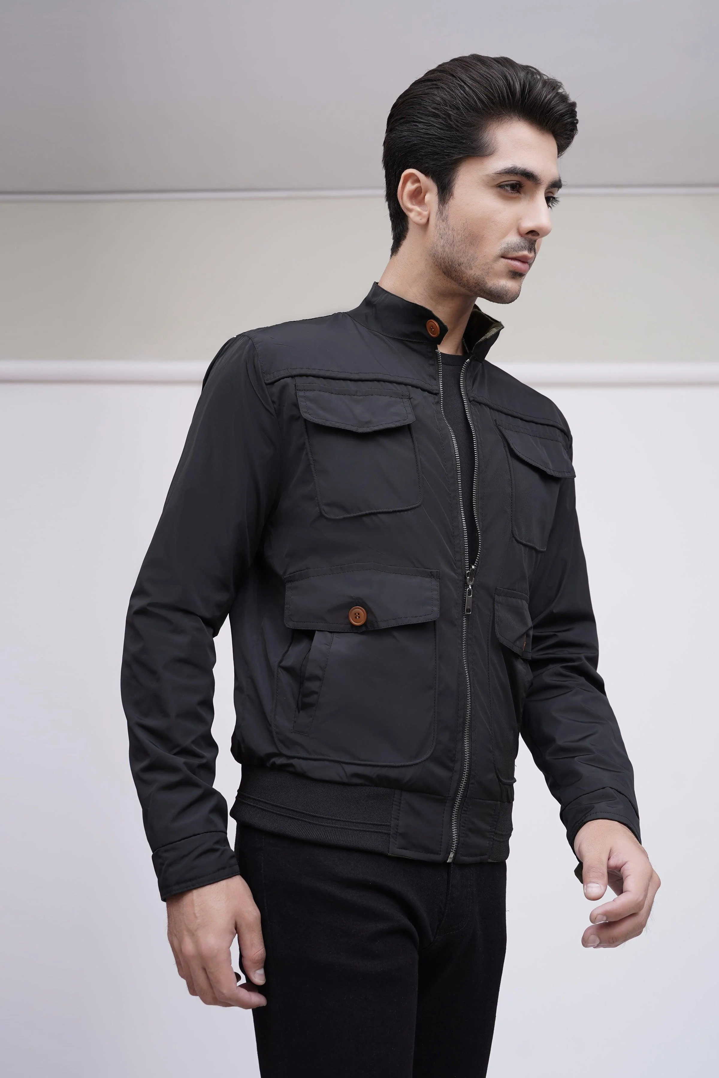 REVERSIBLE JACKET FULL SLEEVE BLACK GREEN - Image 5