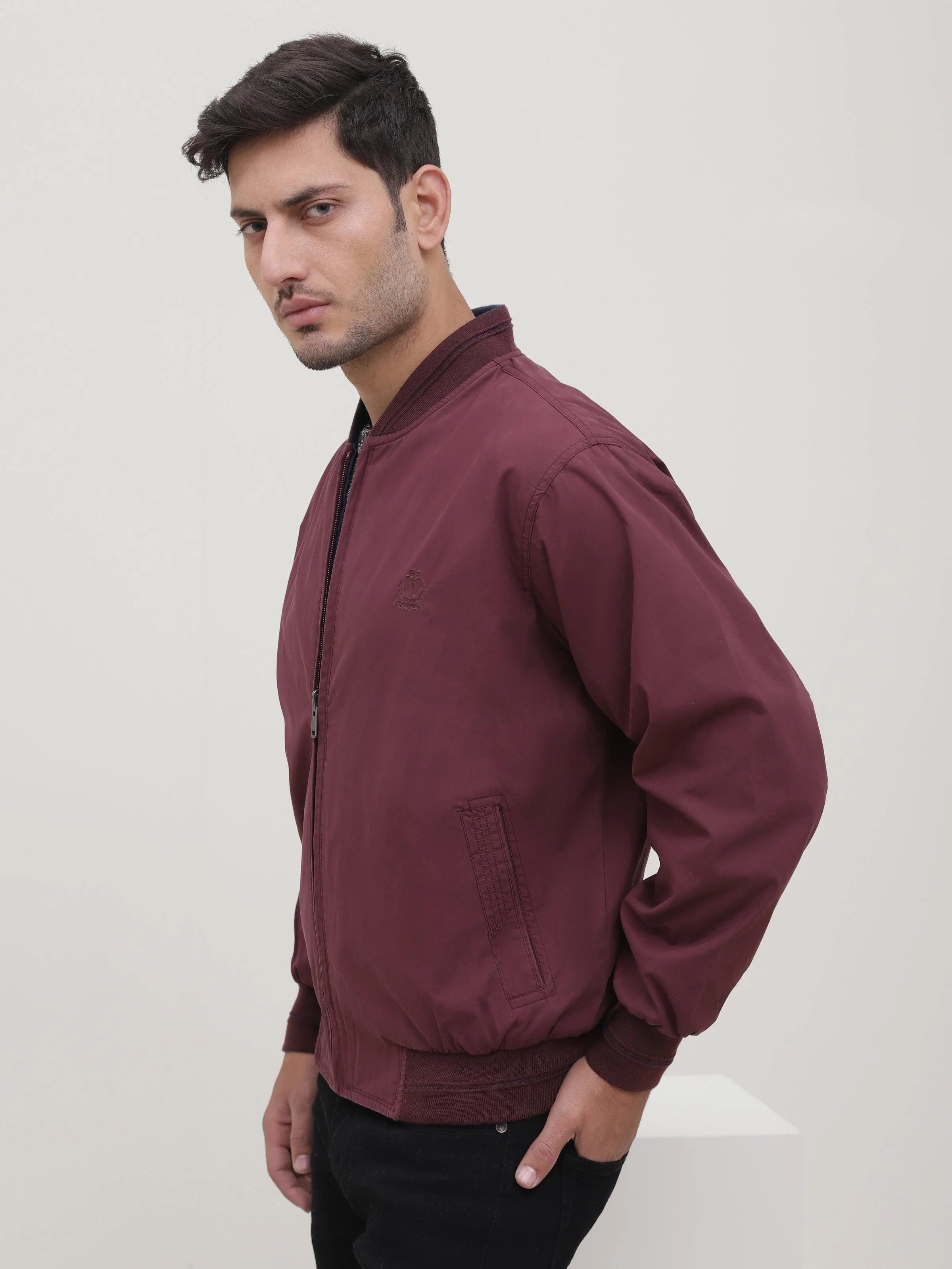REVERSIBLE JACKET FULL SLEEVE MAROON - Image 2