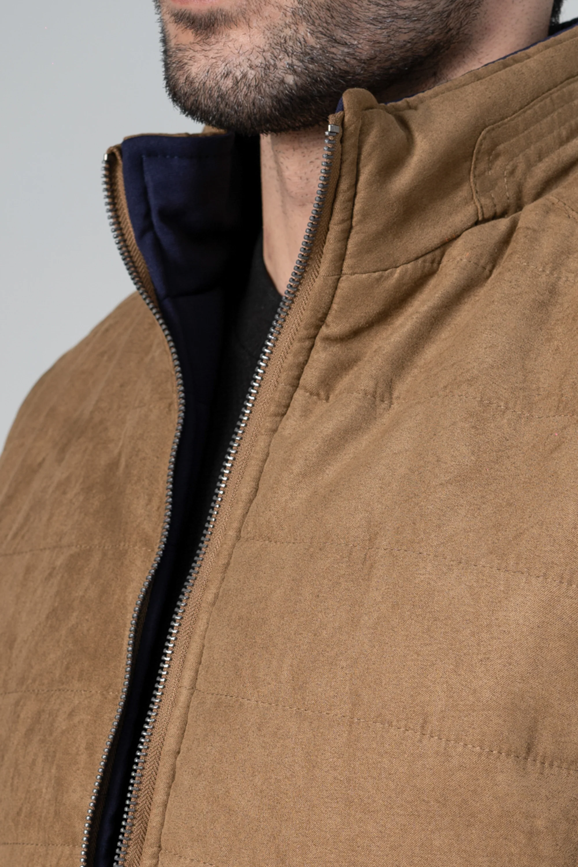 Reversible Suede Jacket KHAKI NAVY - Image 2