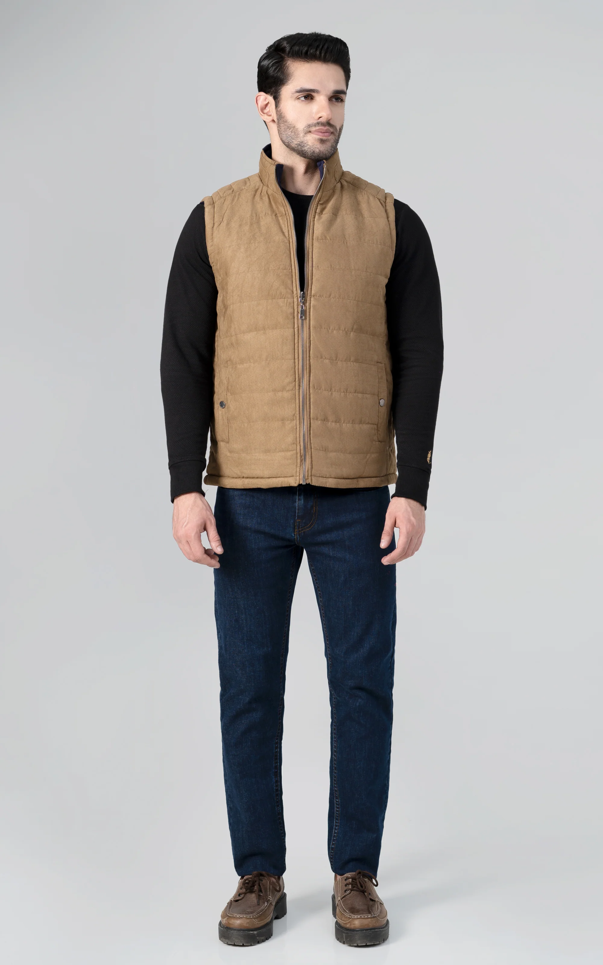 Reversible Suede Jacket KHAKI NAVY - Image 3