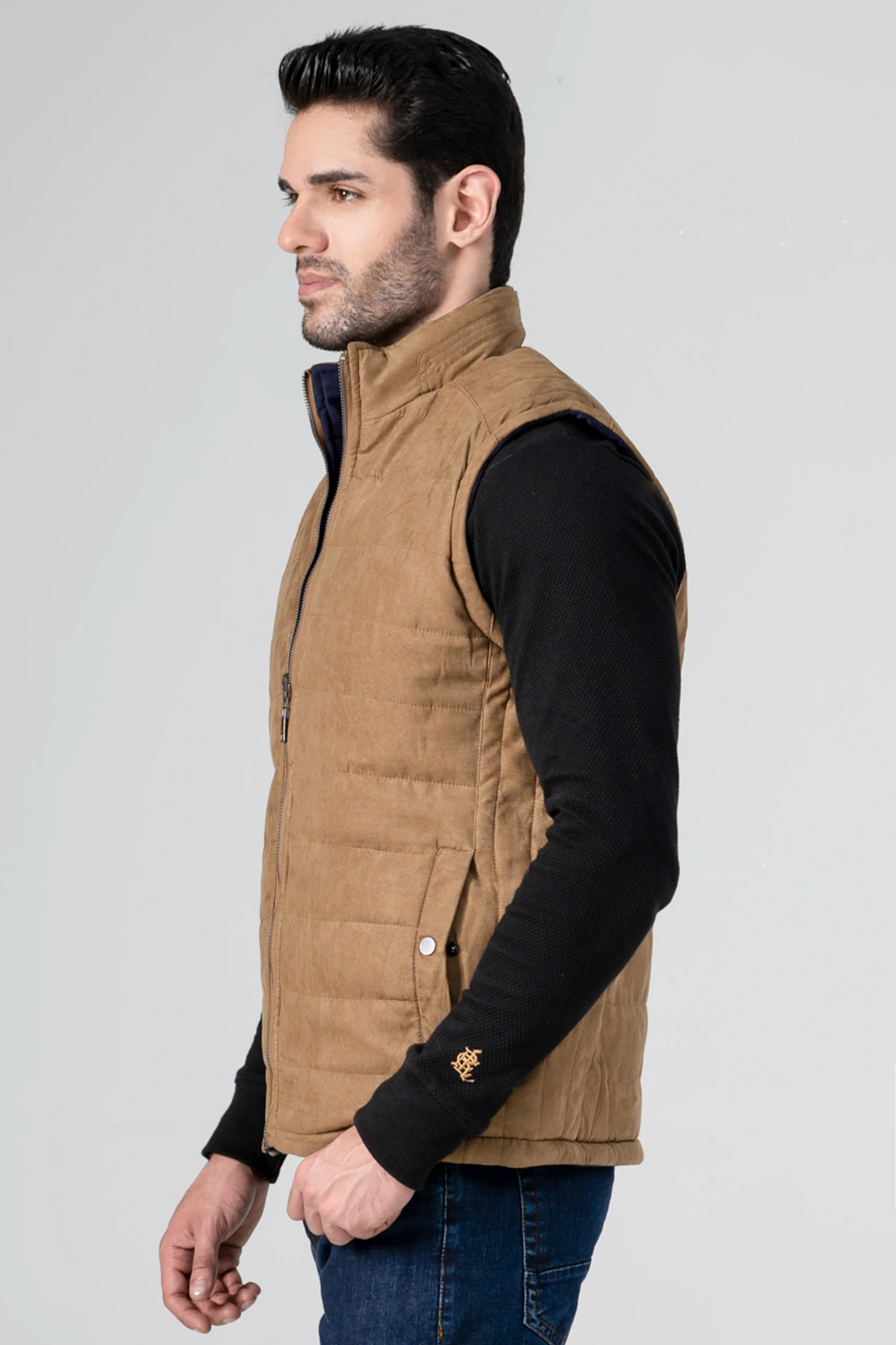 Reversible Suede Jacket KHAKI NAVY - Image 4