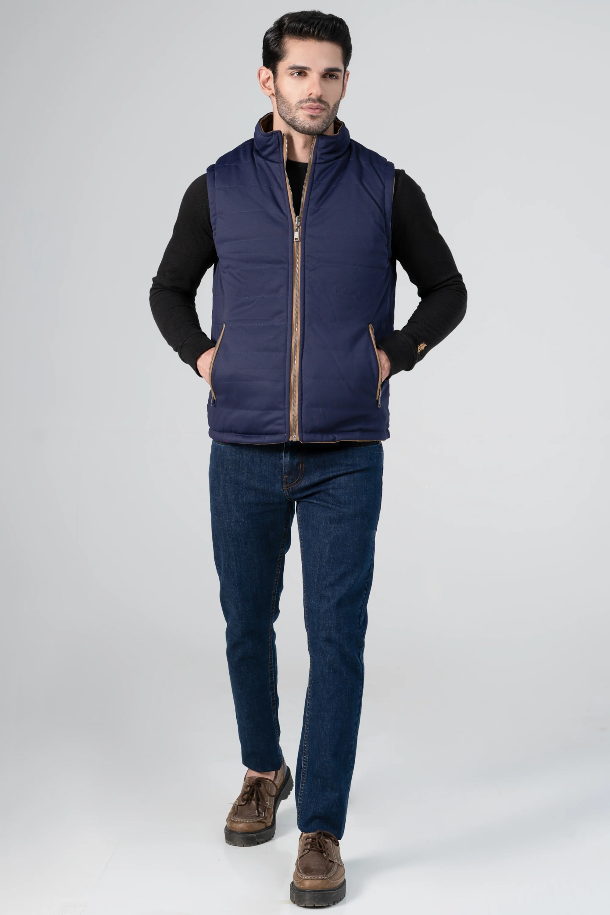 Reversible Suede Jacket KHAKI NAVY - Image 6