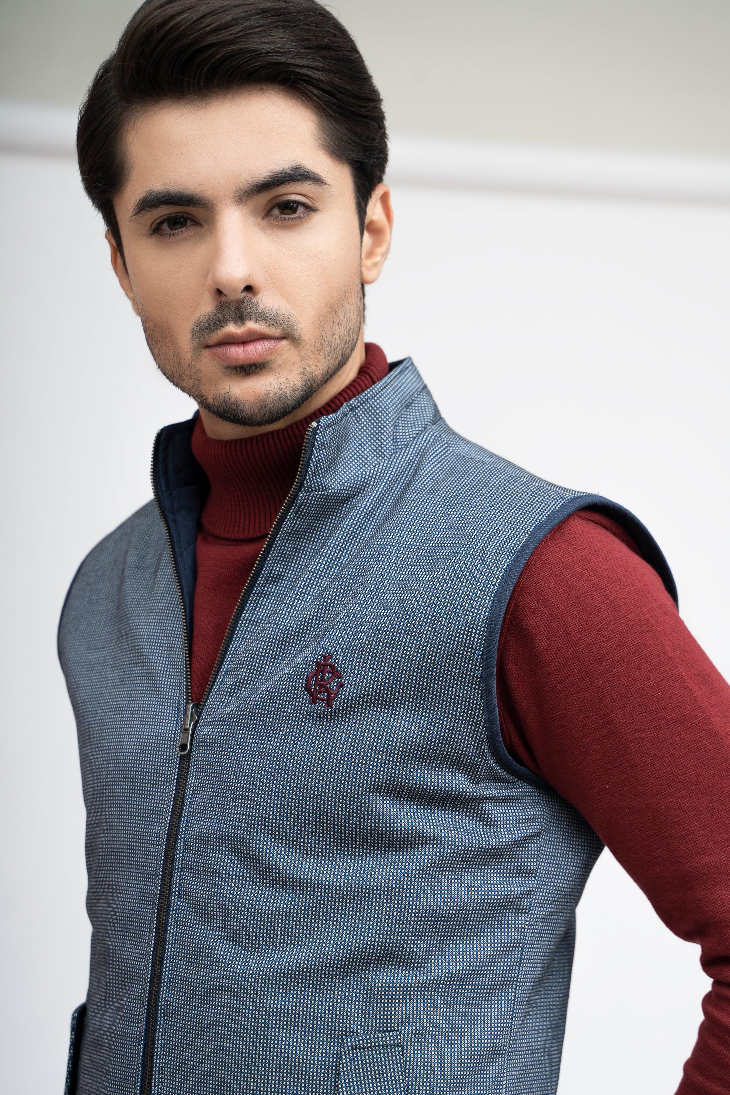 REVERSIBLE JACKET S/L BLUE WHITE - Image 4