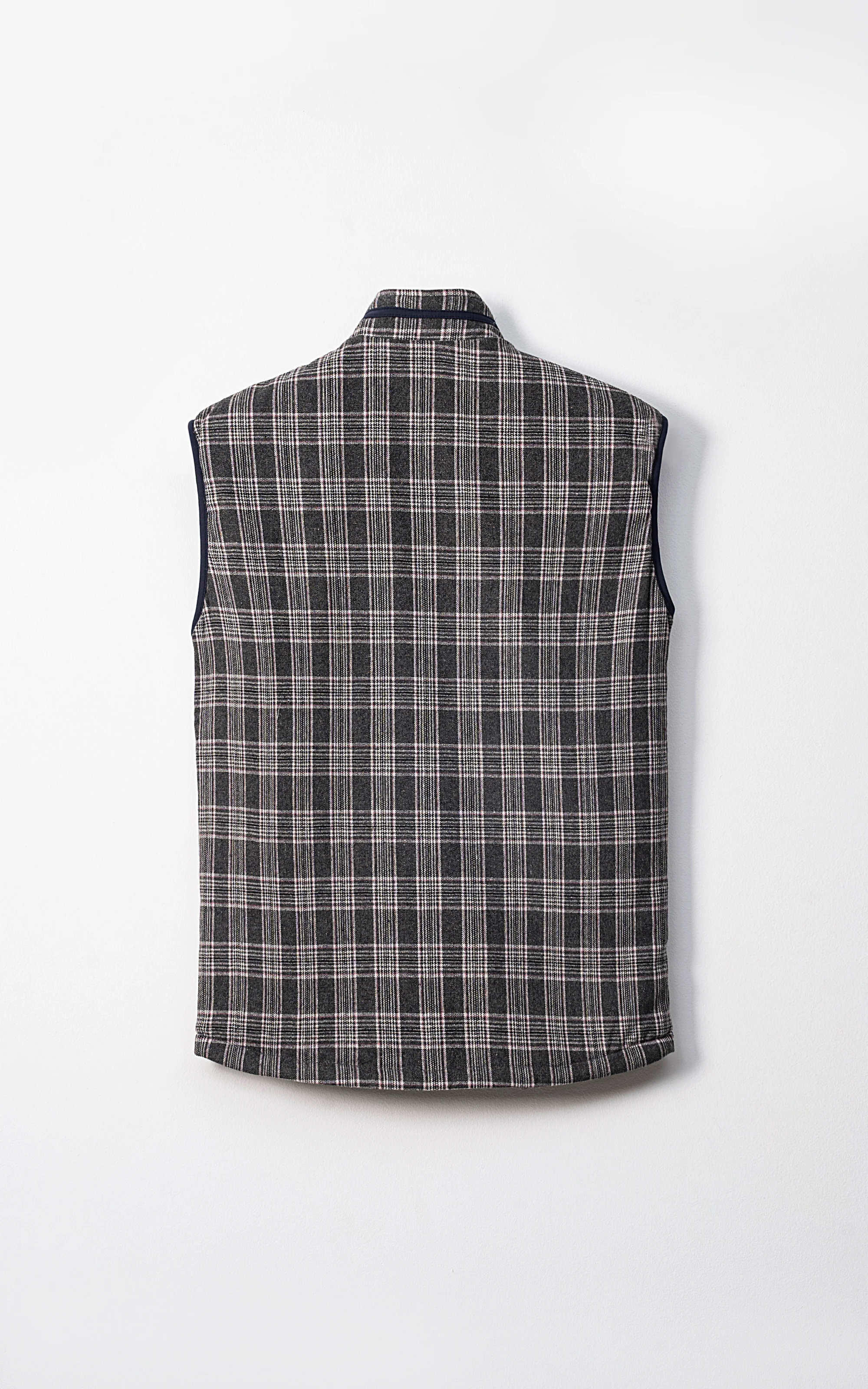 WOOL QUILTED SLEEVELESS REVERSIBLE JACKET GREY WHITE - Image 3
